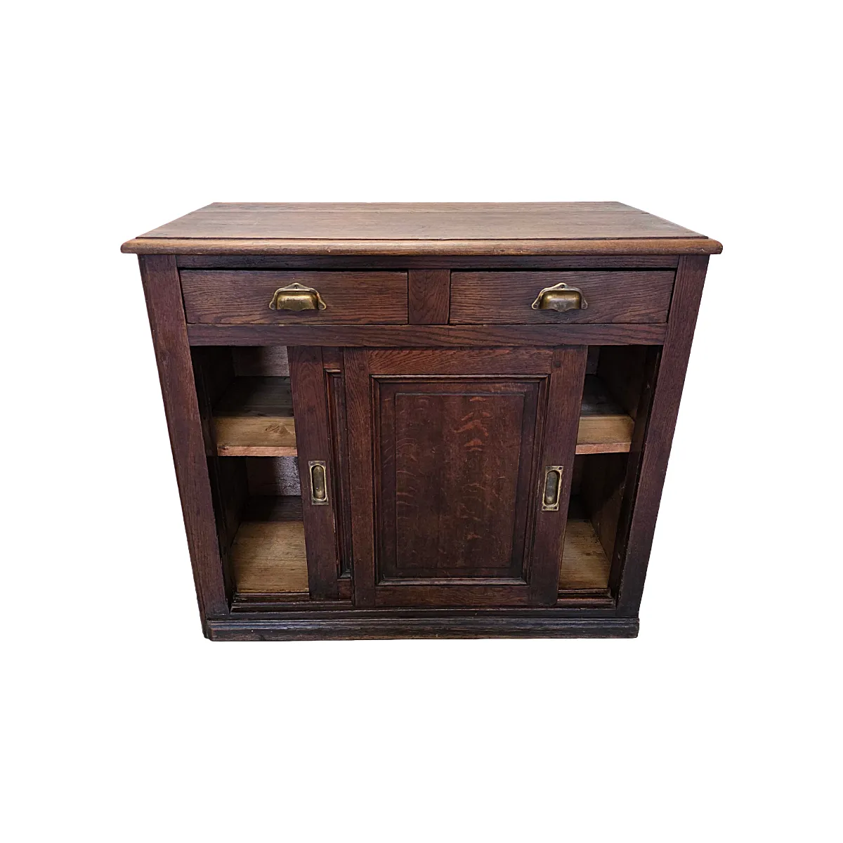 Antiek Frans eiken dressoir met schuifdeuren, 2e helft 1800s photo vinterior