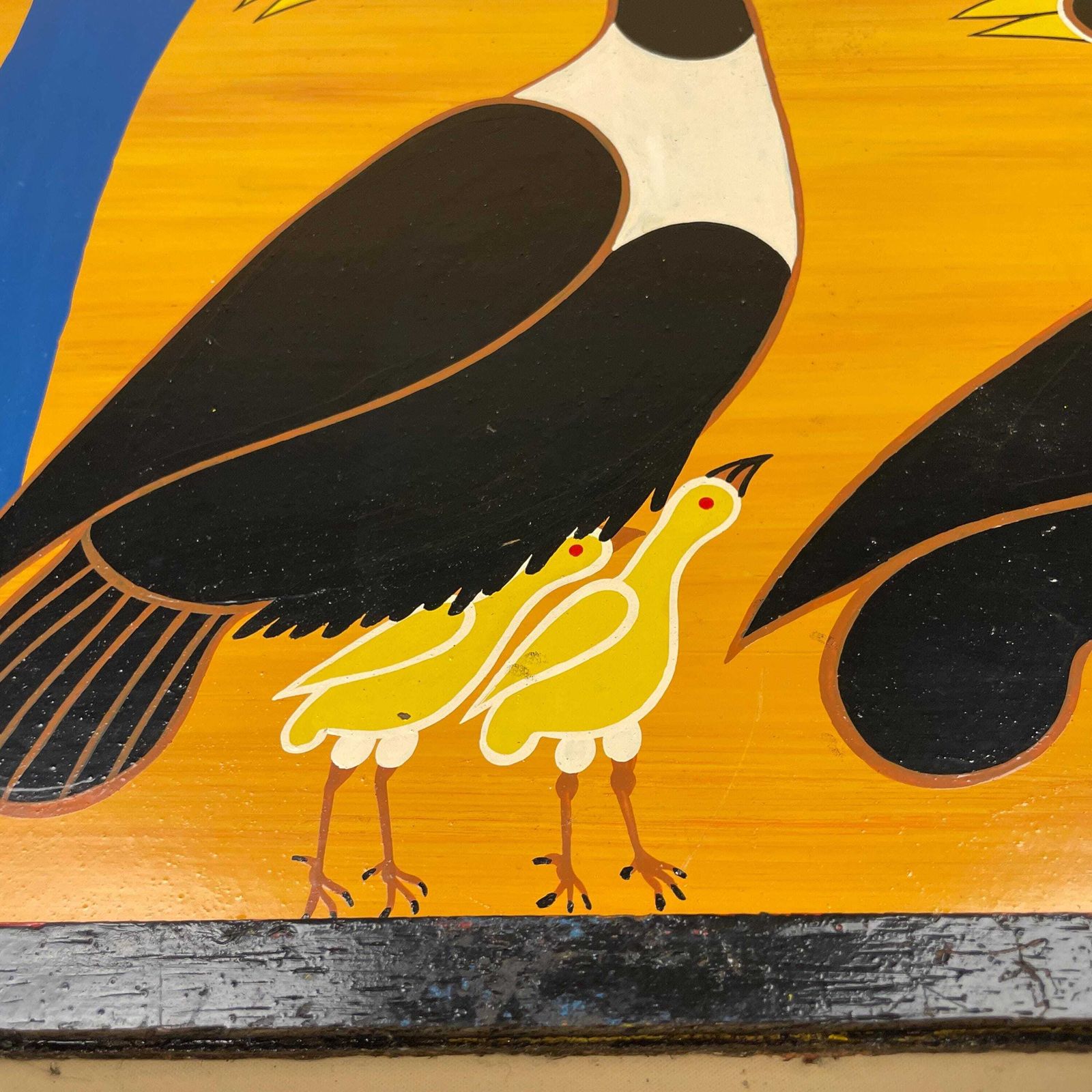 Vintage Tingatinga African Board Painting, Hand Painted Birds In Mango Tree, Signed O A Ally Tanzanian Folk Art, Framed Enamel Artwork photo Art