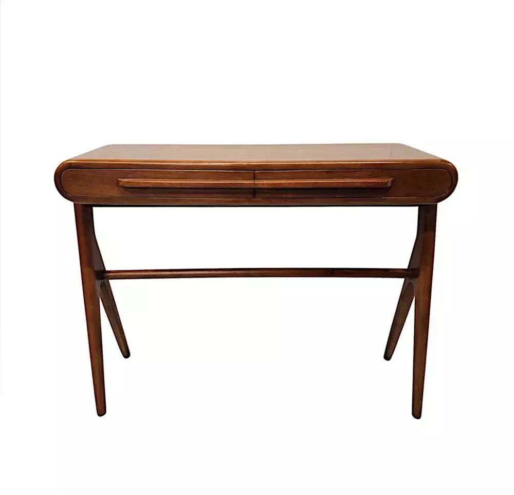 A Stunning Walnut Mid Century Danish Style Console Or Side Table
