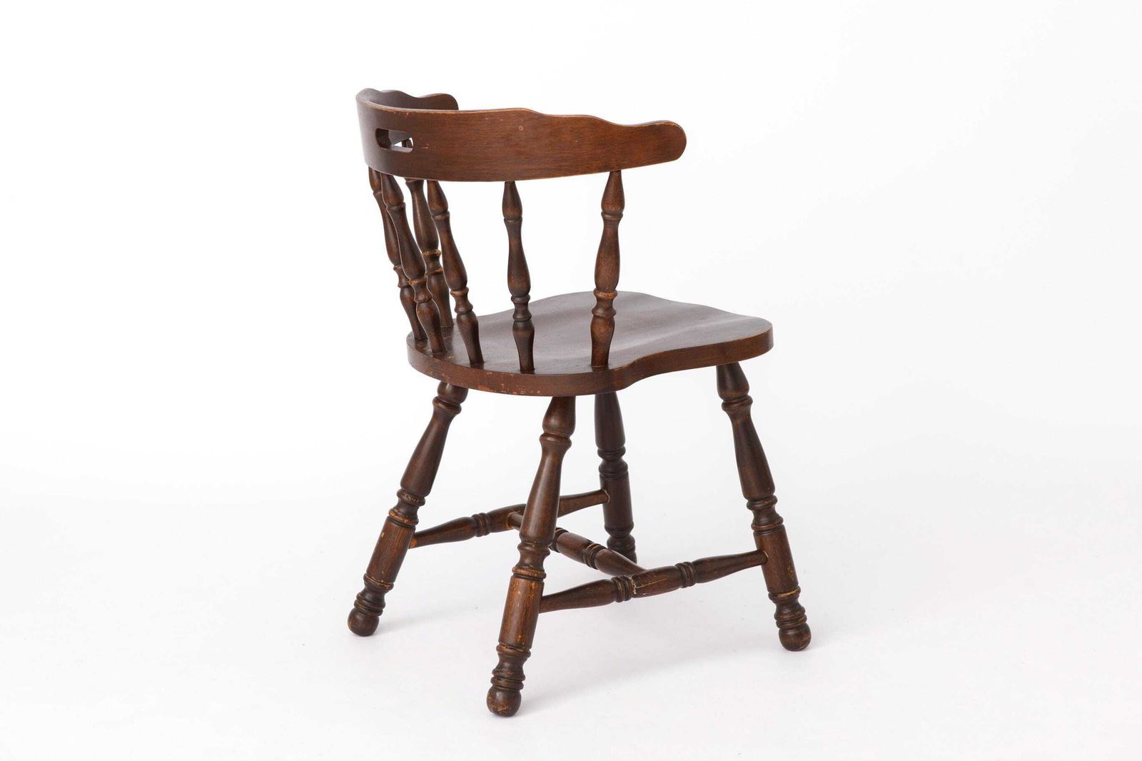 photo for sale Vintage Western Style Wooden Chair, 1950s 1960s German Rustic Beechwood Dining Chair, Bonanza Style