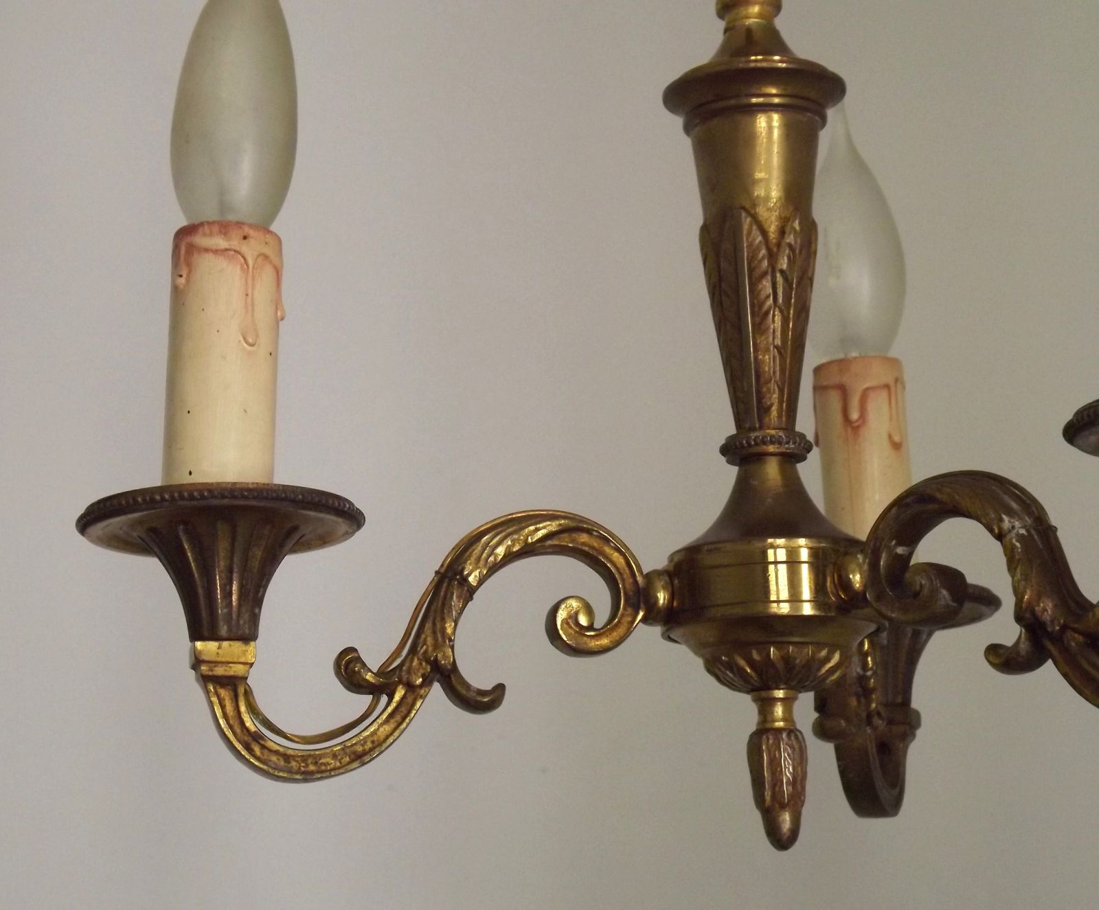 Lighting Petite French Antique 3 Light Quality Bronze Chandelier photo