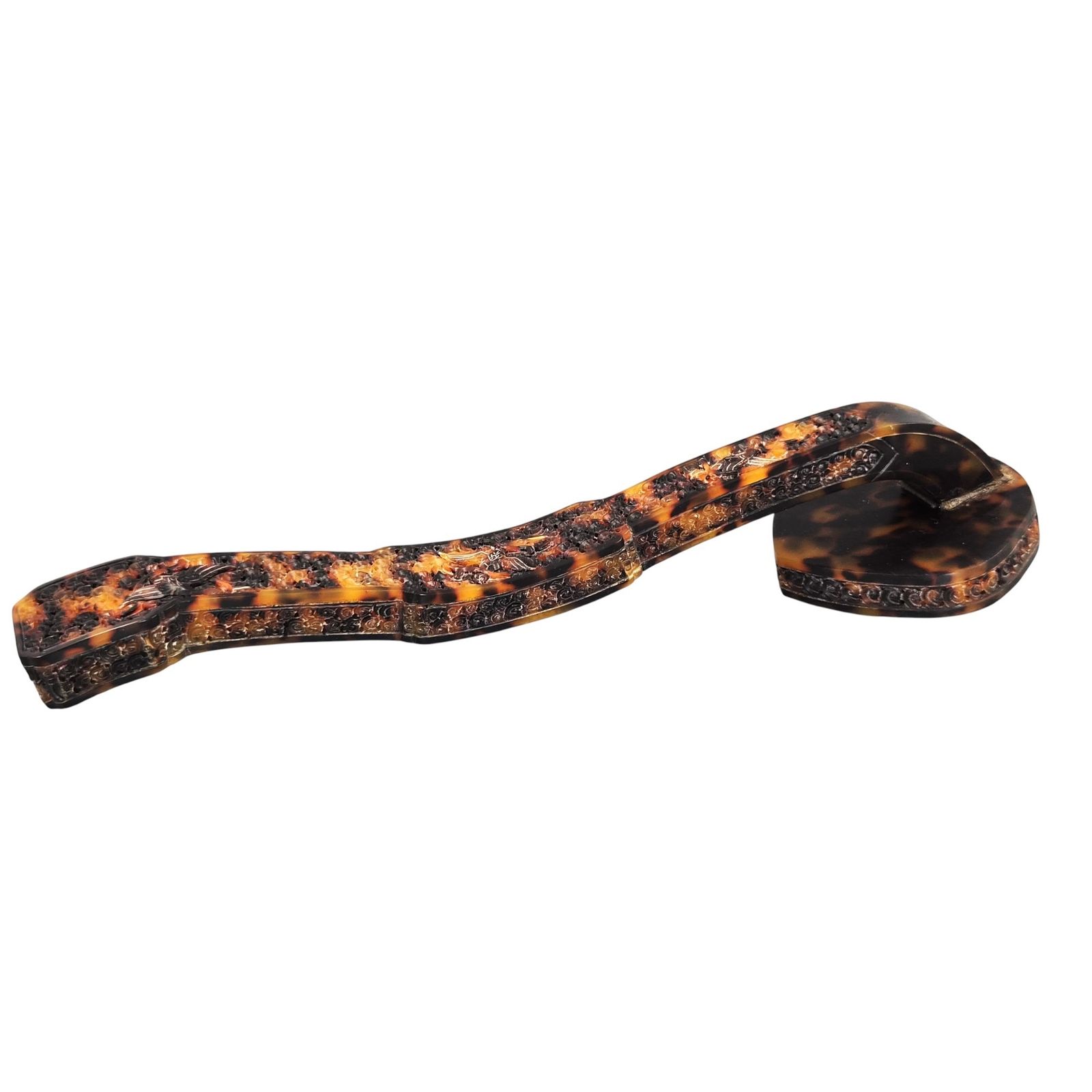 Chinese Qing-dynastie gesneden schildpadden ruyi-scepter, waarschijnlijk laat 19e eeuw photo for sale