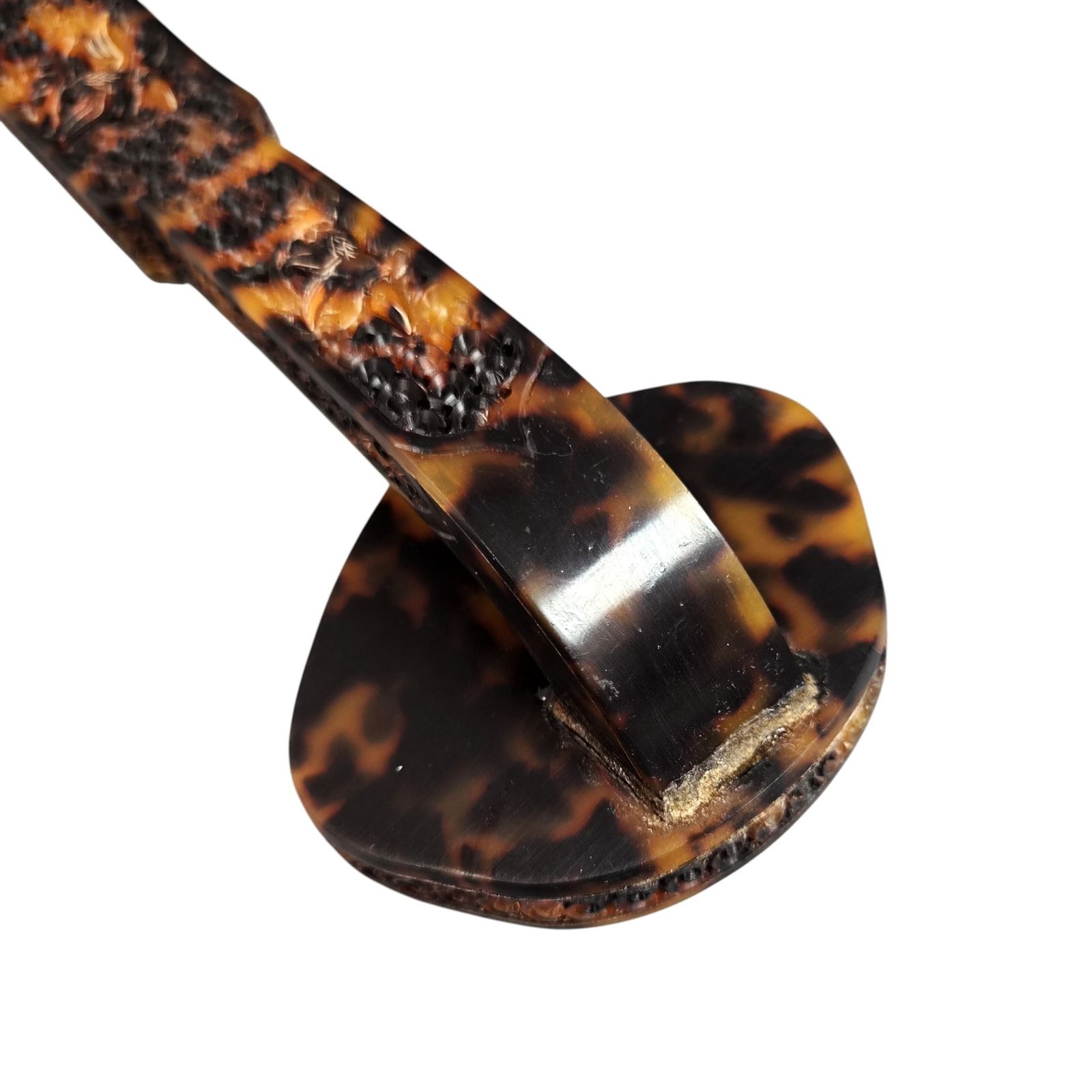 photo for sale Chinese Qing Dynasty Carved Tortoiseshell Ruyi Sceptre, Probably Late 19th Century