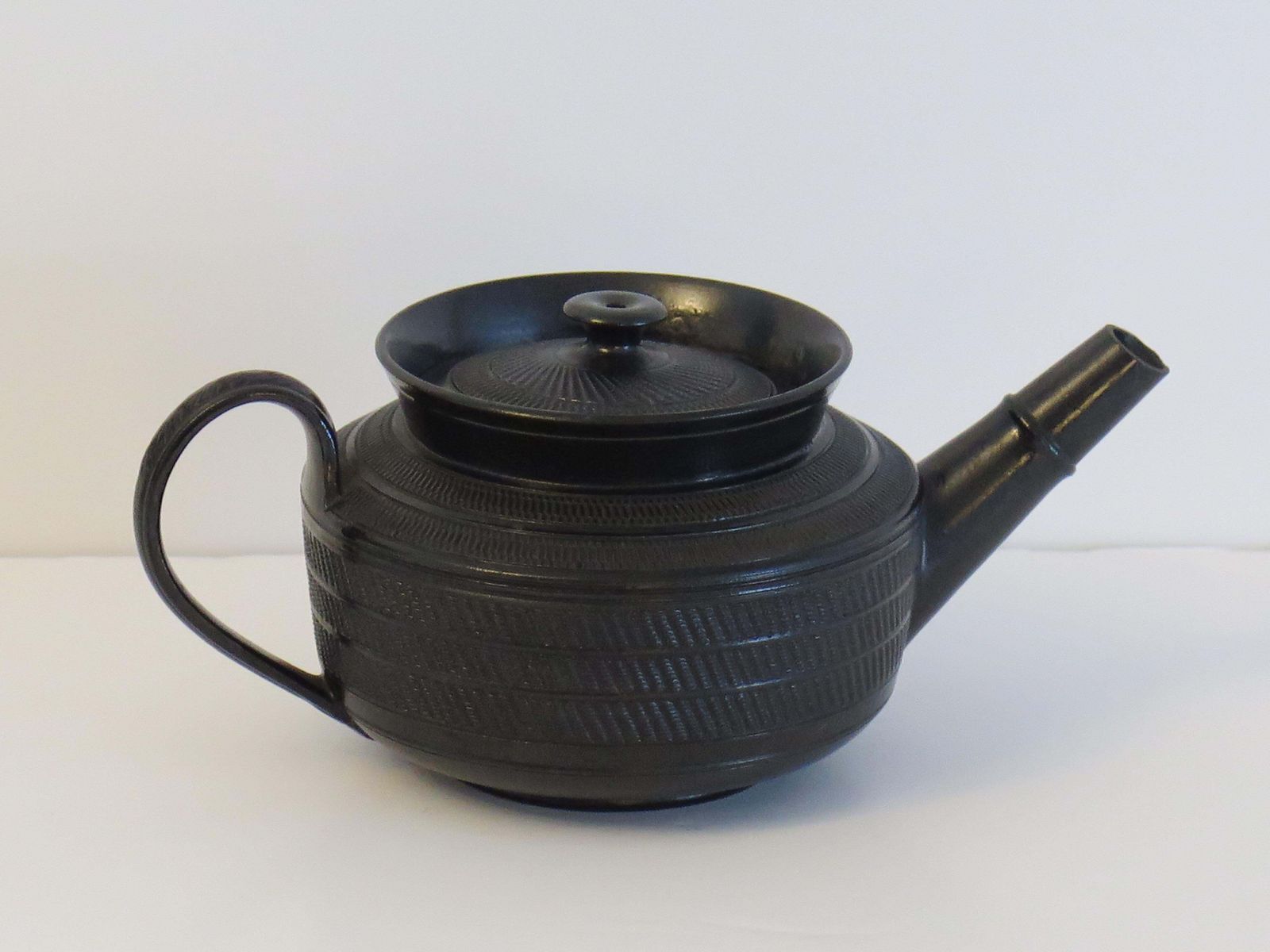 Georgian Black Basalt Teapot By Staffordshire Potteries, Circa 1825. photo for sale