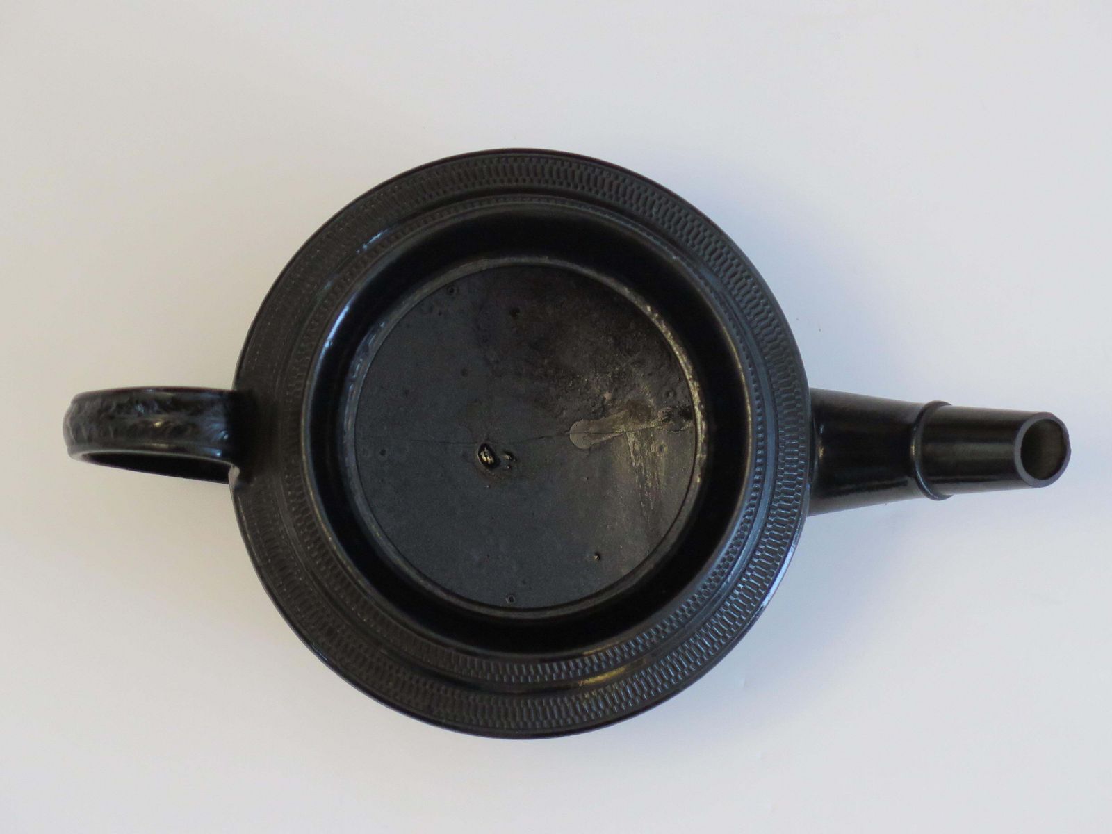 296.0 Georgian Black Basalt Teapot By Staffordshire Potteries, Circa 1825. photo