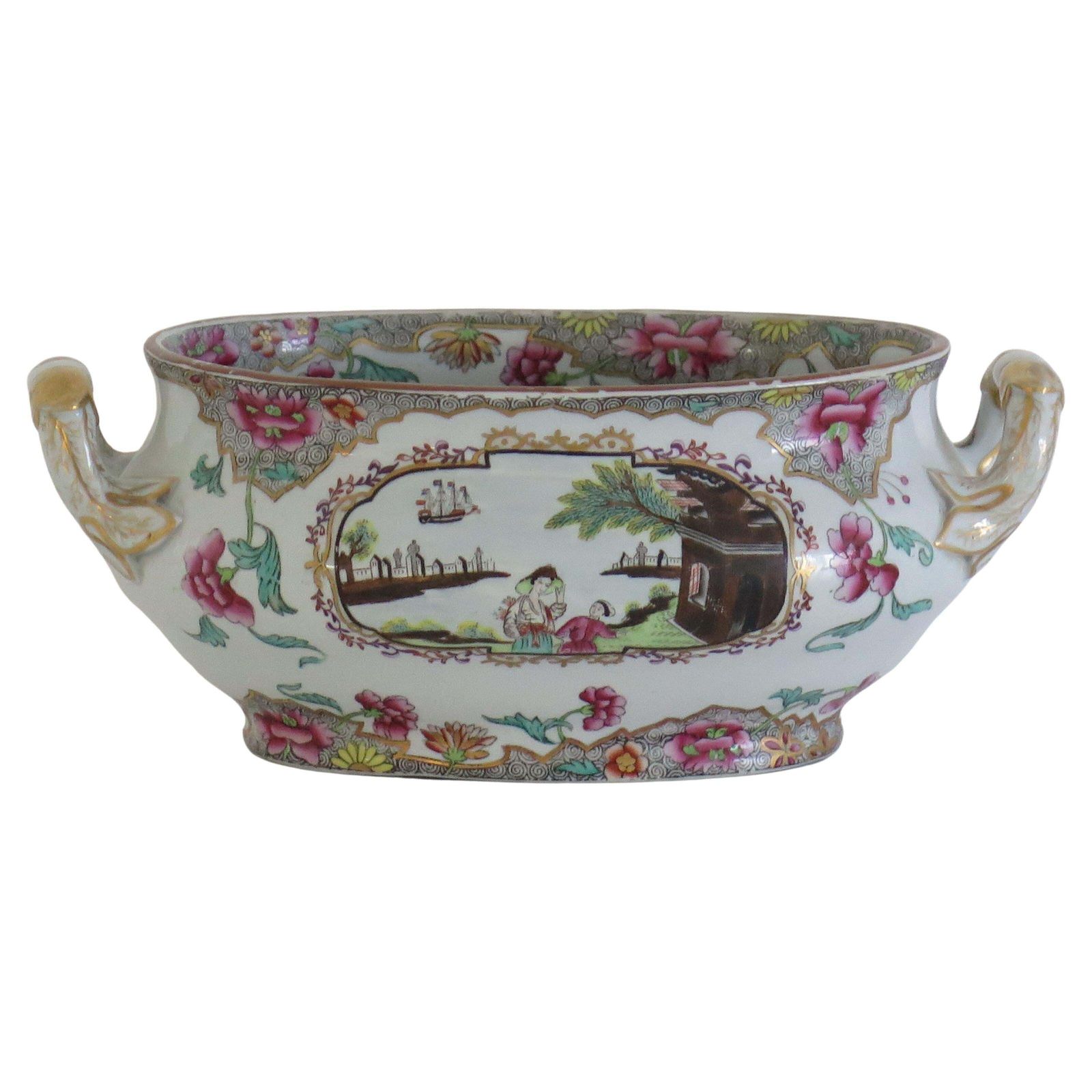 Spode Stone China sauskom, Ship Pattern nr. 3067, ca. 1810.