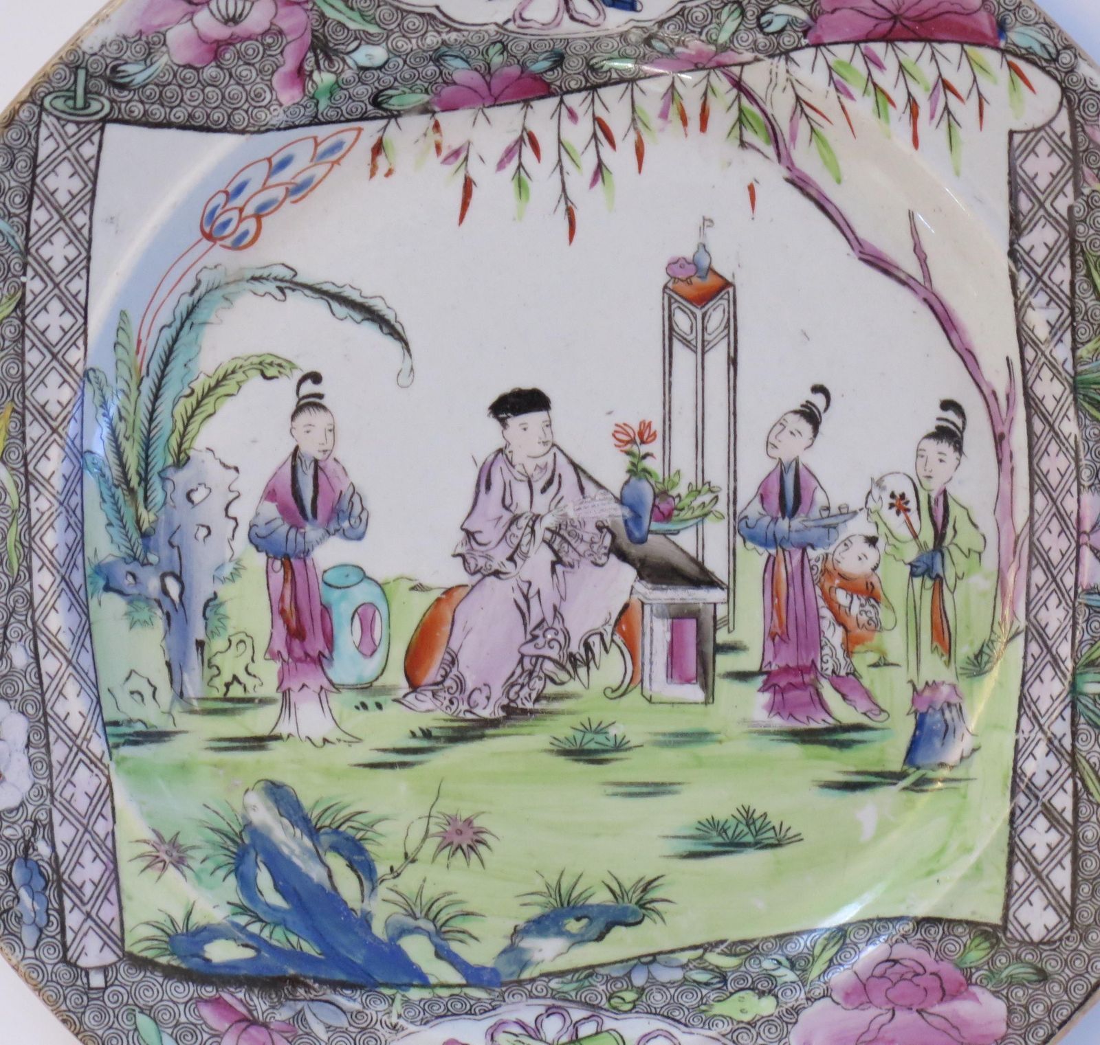 photo buy Antiek harlequin set van zes Mason's Ironstone dinerborden, 1818.