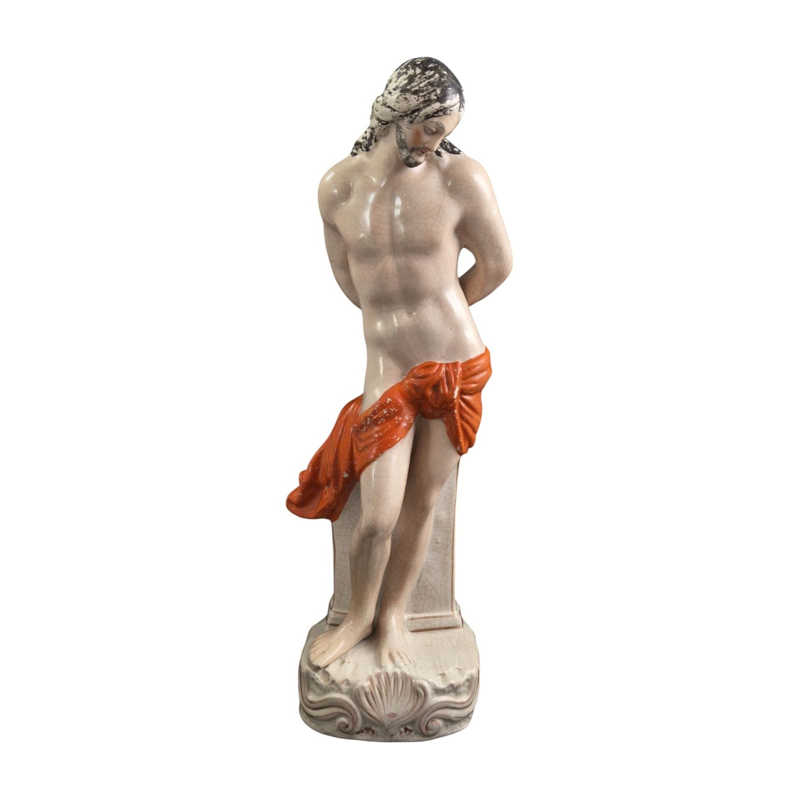 Large Victorian Staffordshire Christ Figure In Earthenware, C.1860 photo Art