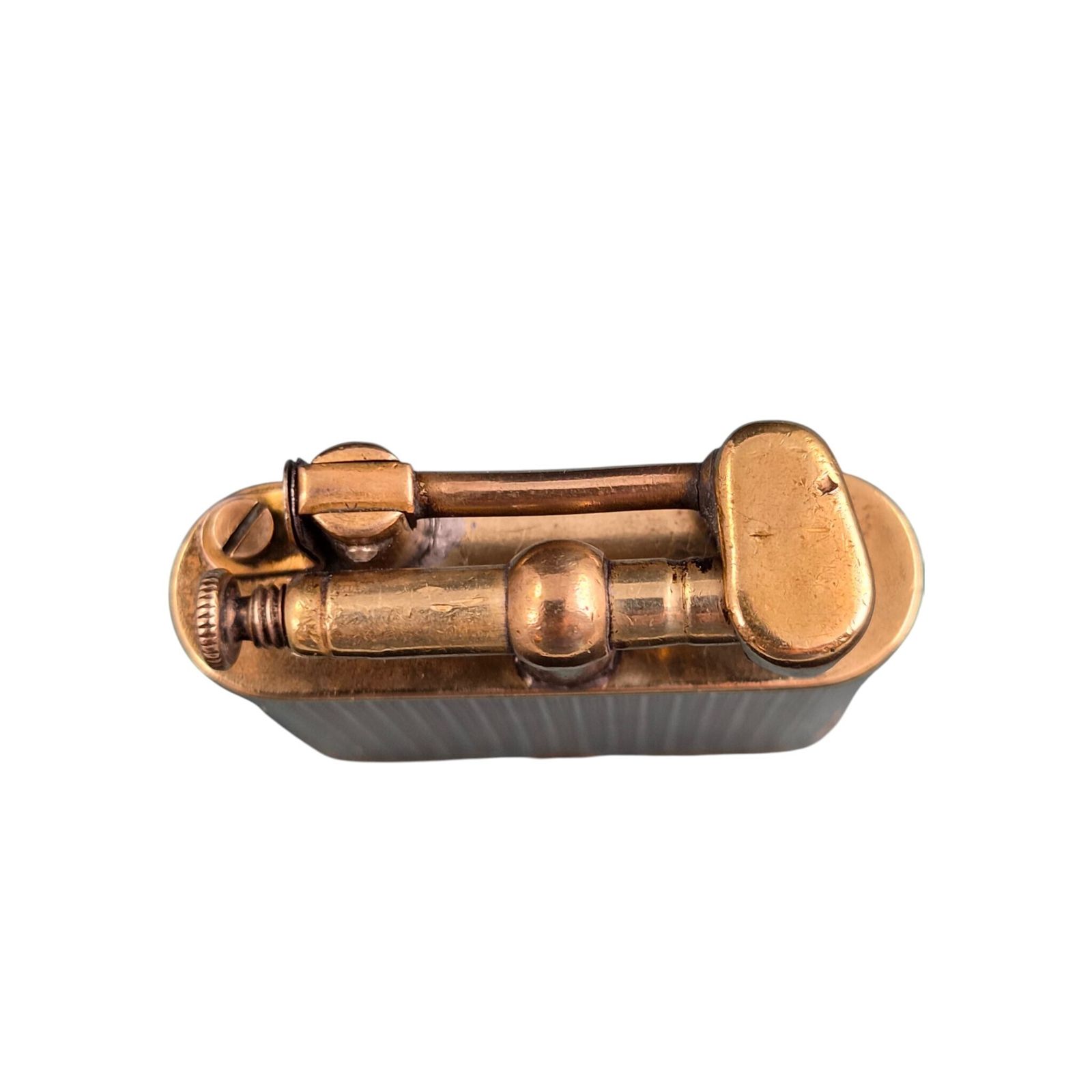 Early Dunhill Unique B Straight Arm Gold Plated Petrol Lighter, ca. 1926-1928 photo vinterior