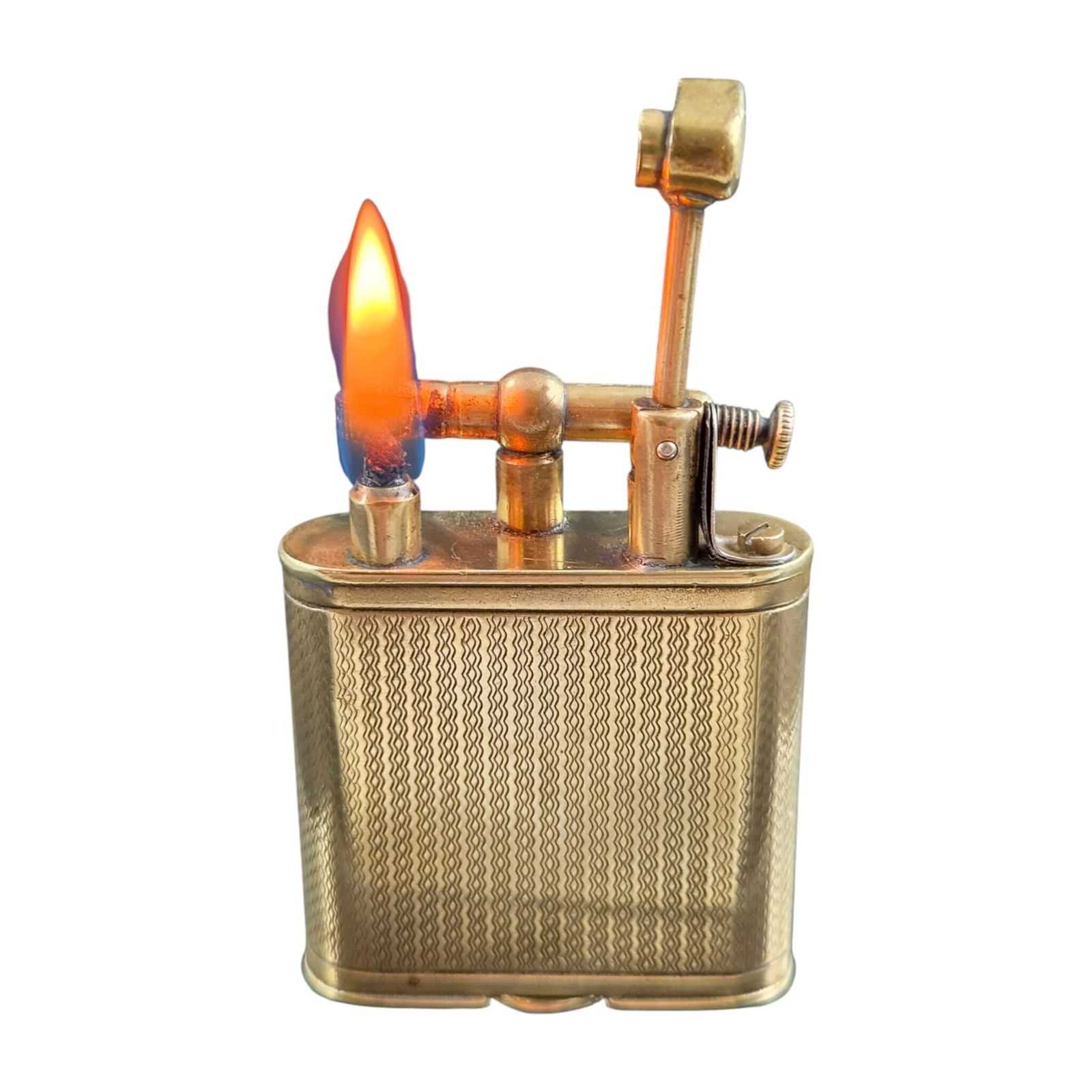 photo for sale Early Dunhill Unique B Straight Arm Gold Plated Petrol Lighter, ca. 1926-1928