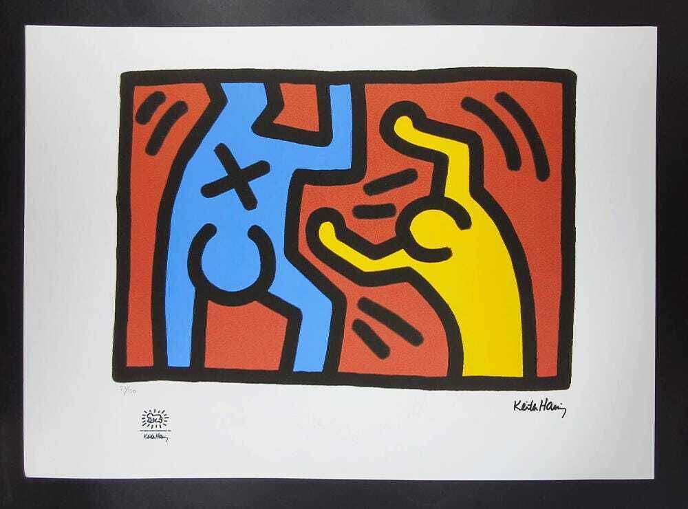 Keith Haring Limited Edition Lithograph uit de jaren 1990, genummerd in potlood.