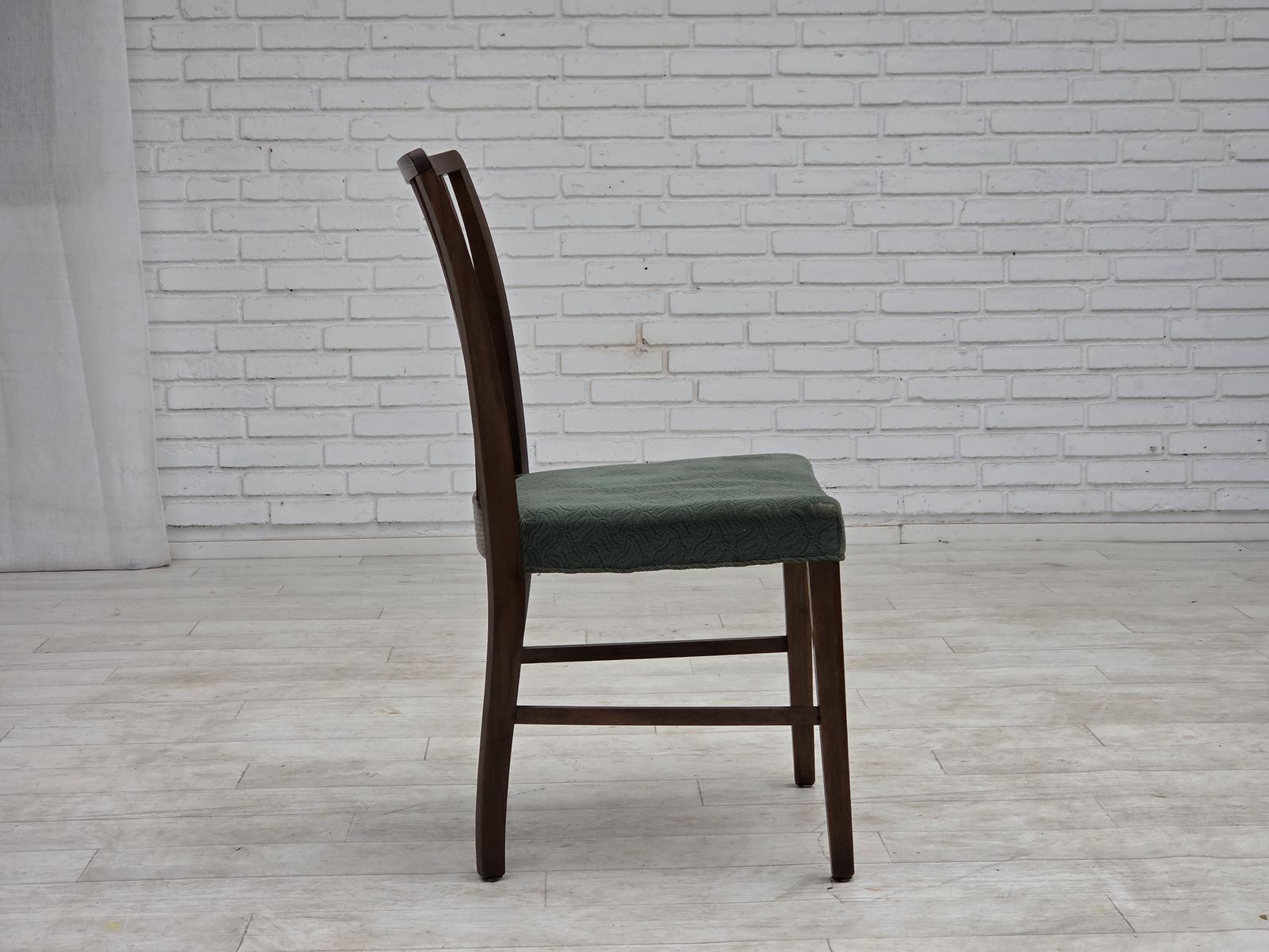 1960s, Set Of 6 Danish Dining Chairs, Furniture Wool, Oak Wood. photo vintage