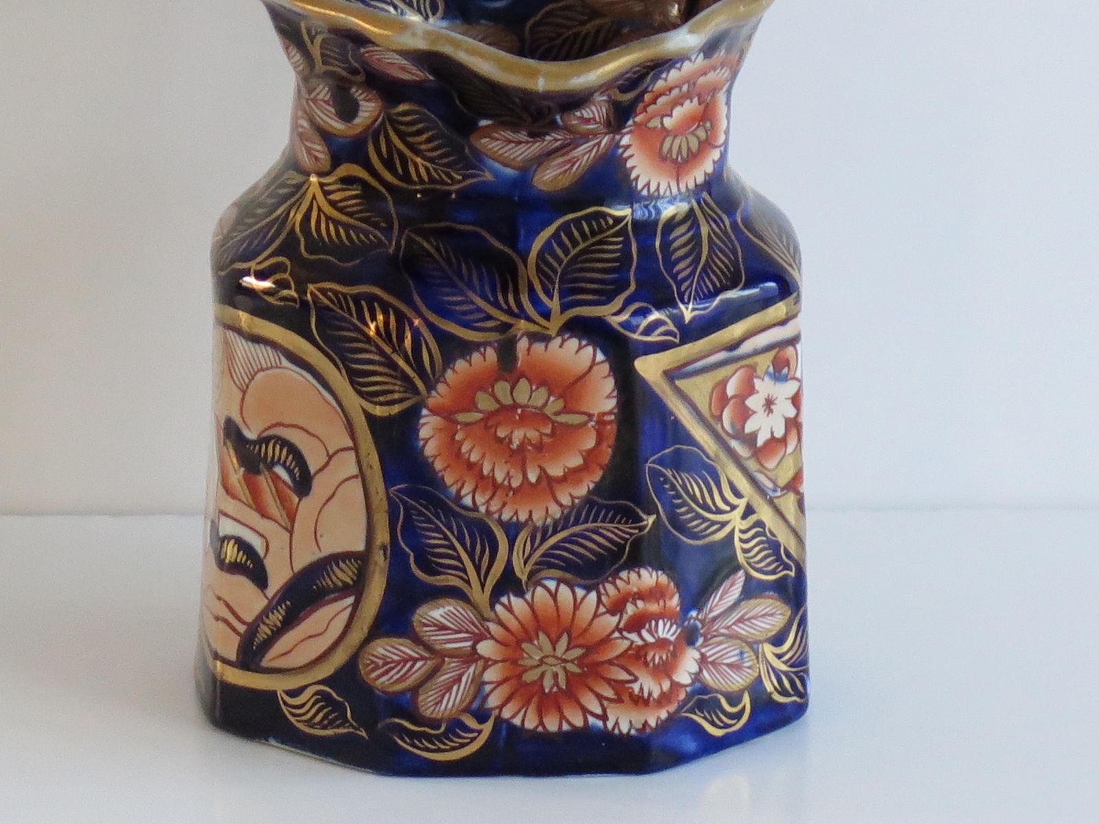 photo furniture Mason's Ironstone Jug, Octagonal Pitcher, School House Pattern, 1817