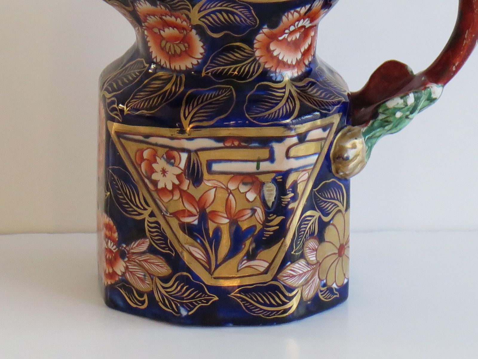 photo vinterior Mason's Ironstone Jug, Octagonale Pitcher, School House Pattern, 1817