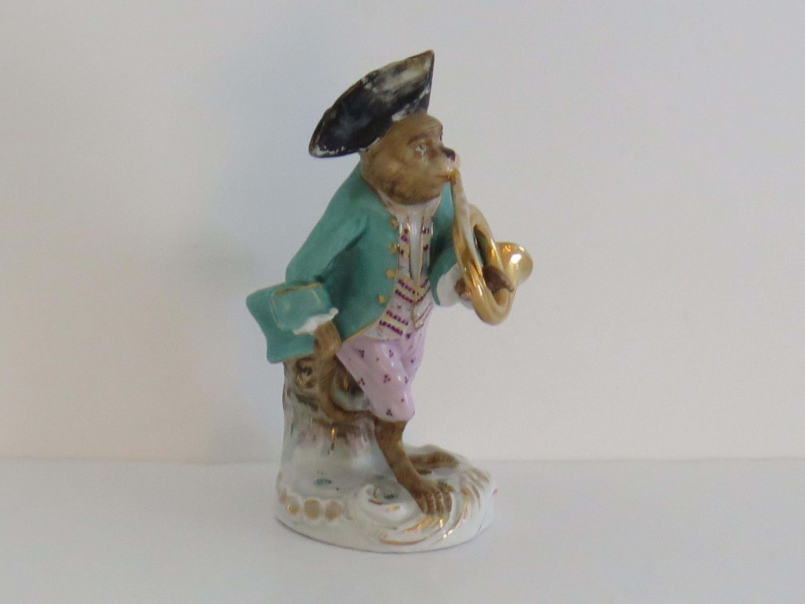1175.0 Sitzendorf Porcelain Monkey Band Figurines Set, 9 Pieces, ca. 1910 photo