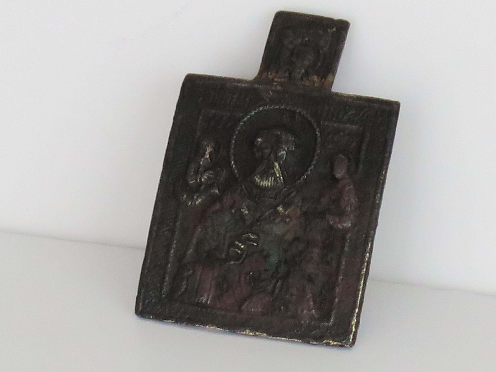 Antiek Russisch bronzen reisicoon, Sint-Nicolaas, 18e eeuw photo buy