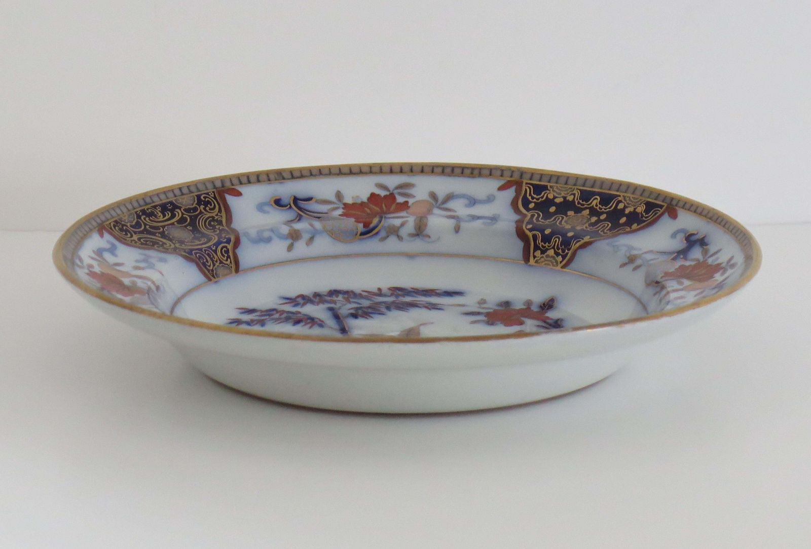 Set Of Six Antique Ironstone Soup Bowls, Bamboo Pattern By Davenport, Circa 1815 photo Home Decor