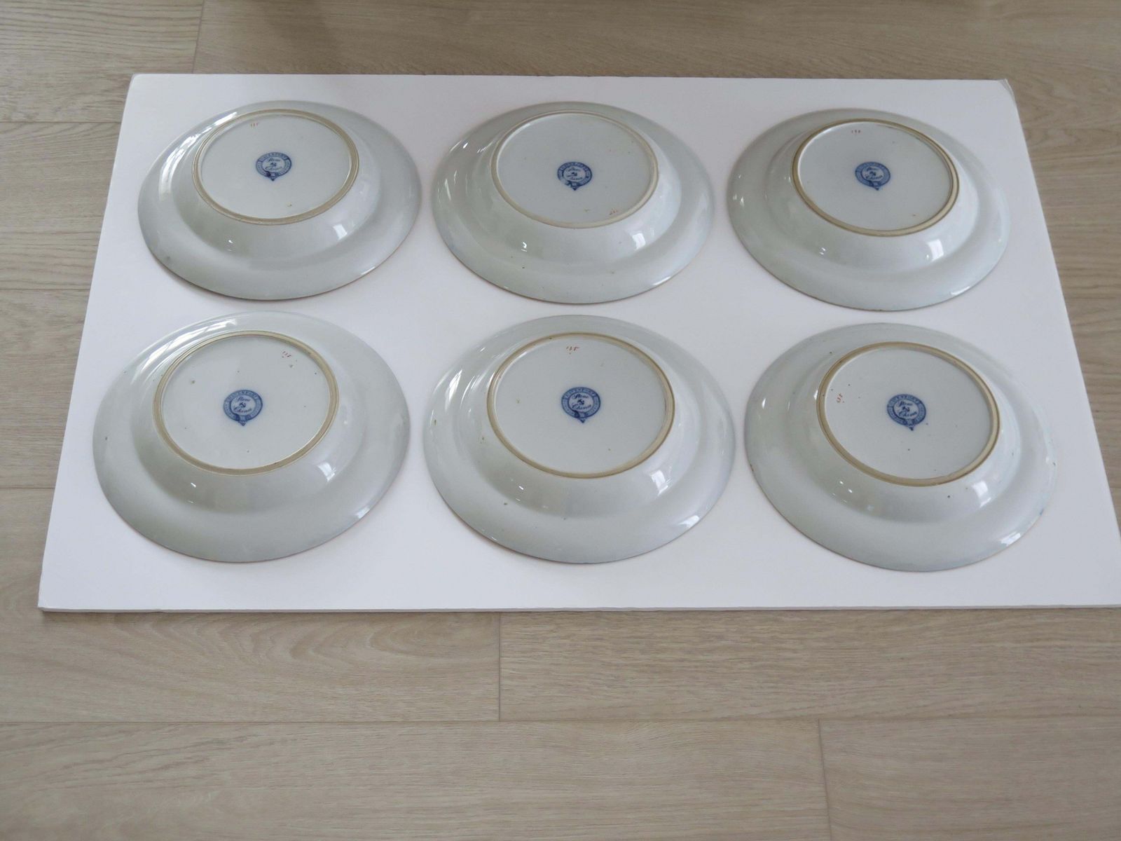 450.0 Set van zes antieke ironstone soepborden, bamboepatroon van Davenport, ca. 1815 photo