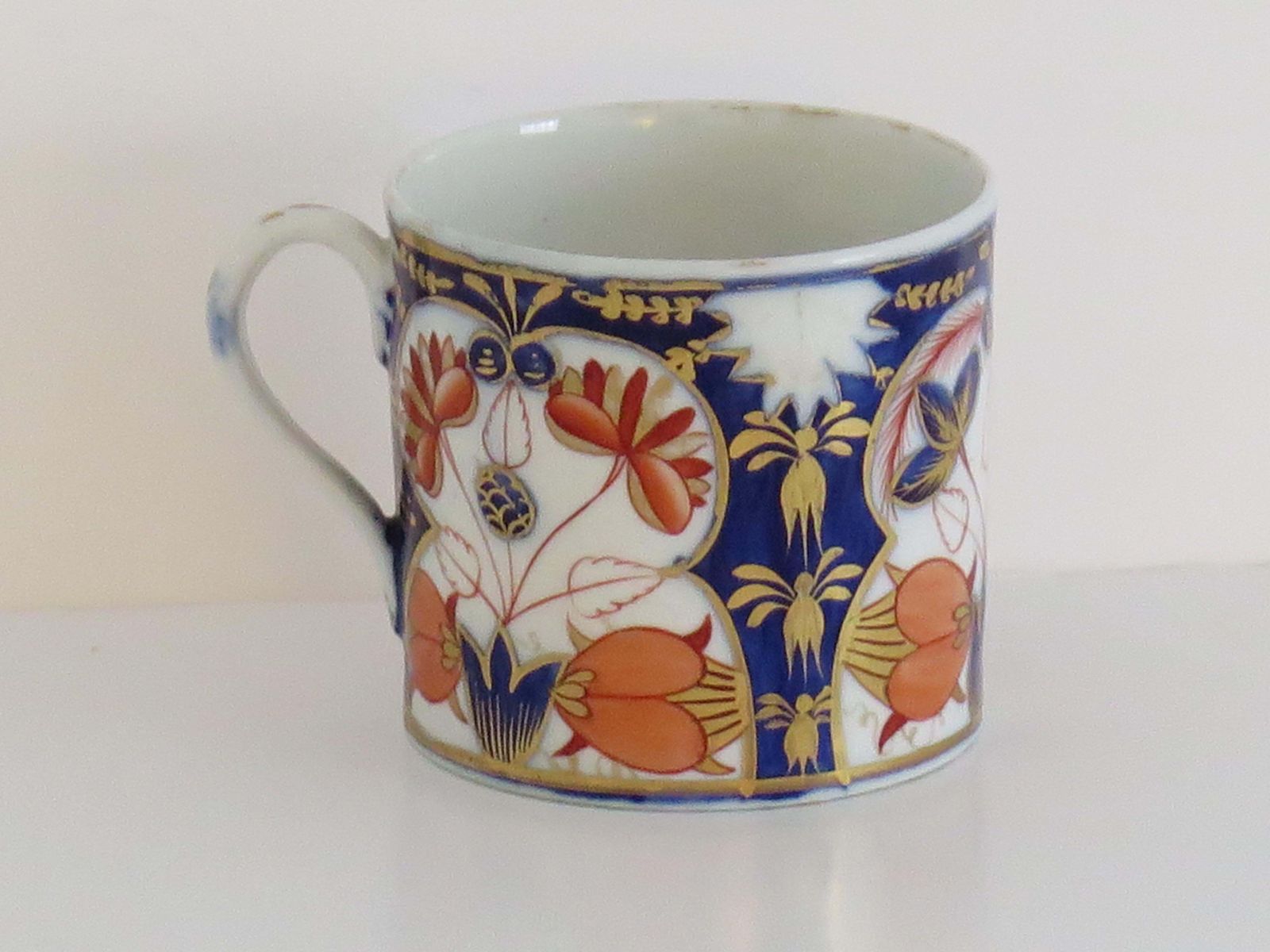 Georgisch Coalport Porselein Koffiekopje, Handgeschilderd, ca. 1810 photo 195.0