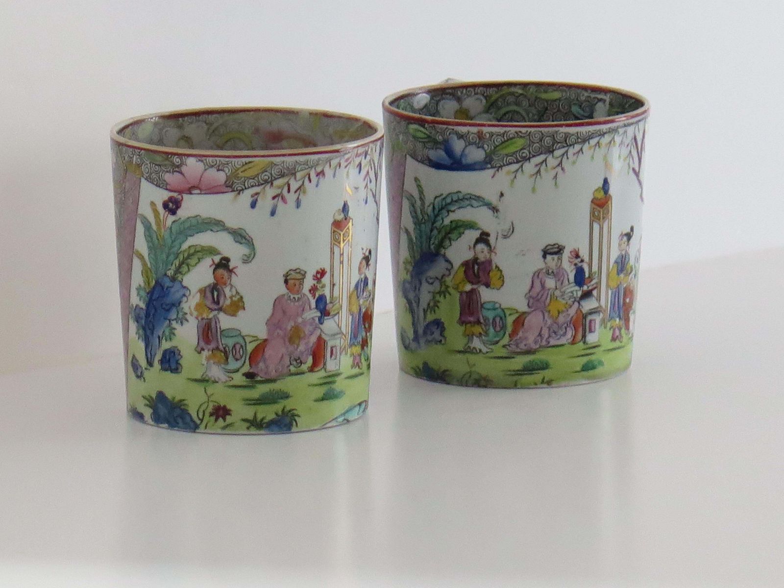 Mason's Ironstone Mugs, Chinese Scroll Pattern, Rare, Circa 1818 photo 445.0