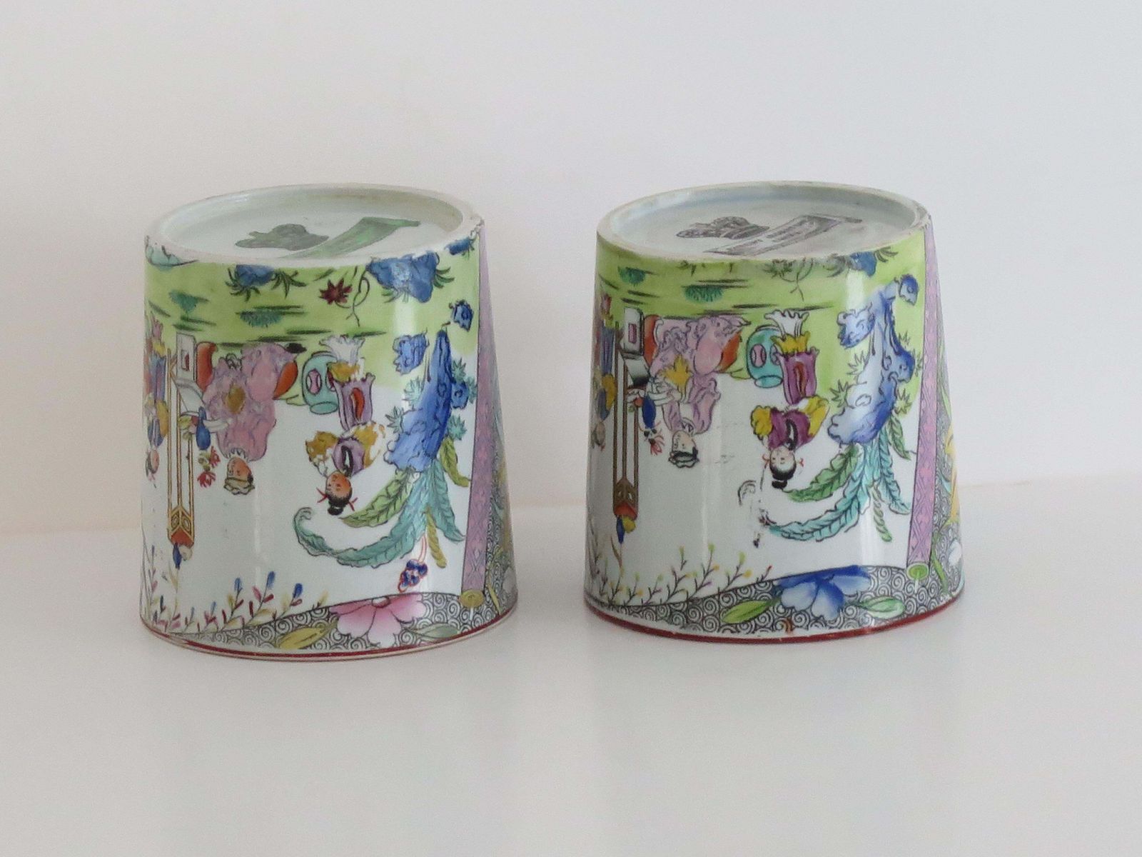 photo vinterior Mason's Ironstone Mugs, Chinese Scroll Pattern, Rare, ca. 1818