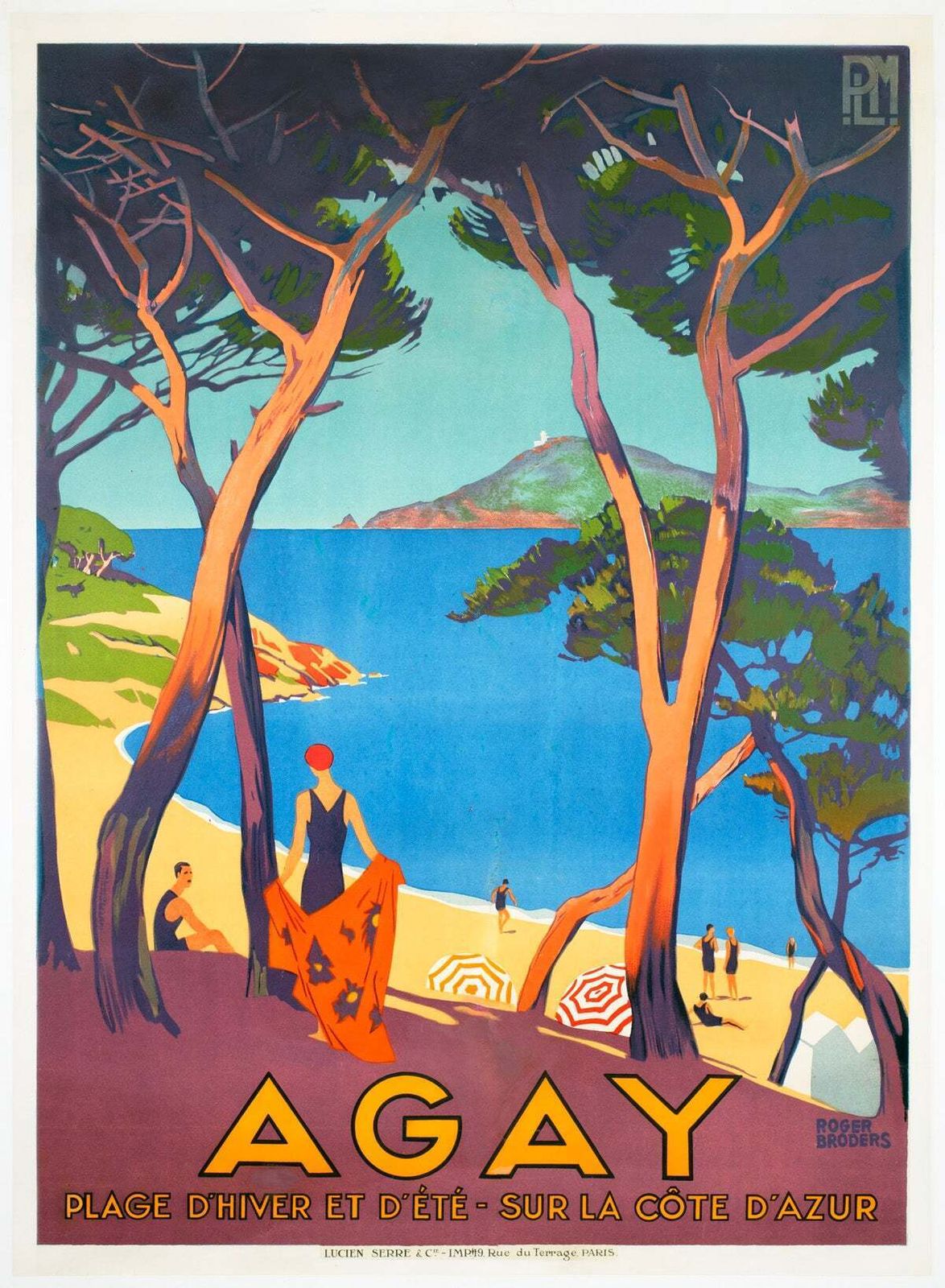 Affiche publicitaire PLM Agay 1928, Roger Broders.