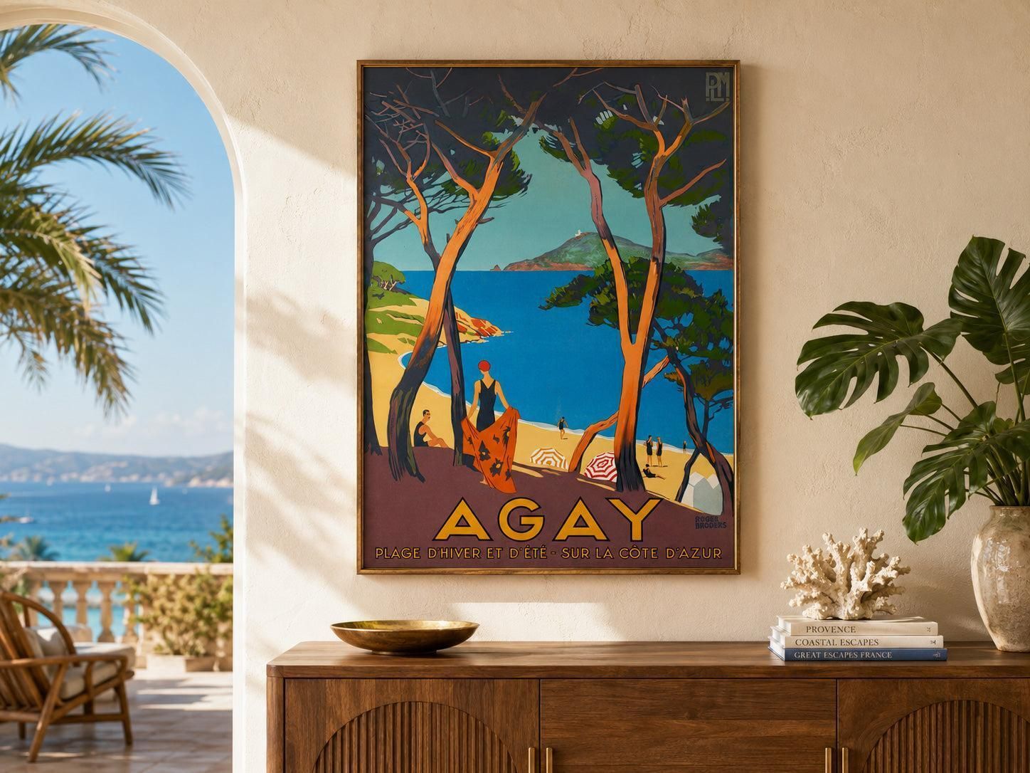 Affiche publicitaire PLM Agay 1928, Roger Broders. photo furniture
