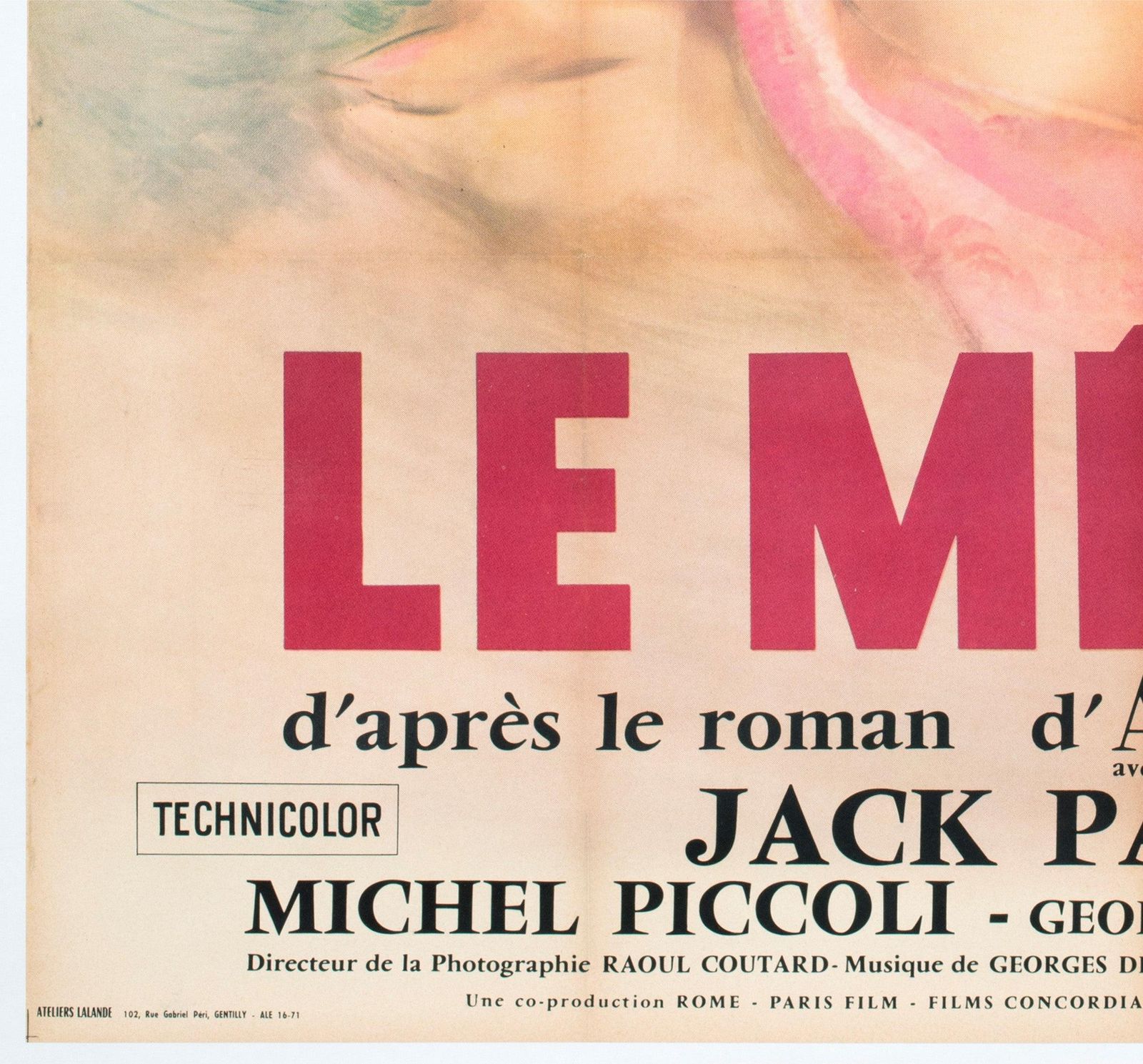 Le Mepris 1963 French Grande Film Poster, Georges Allard. photo buy