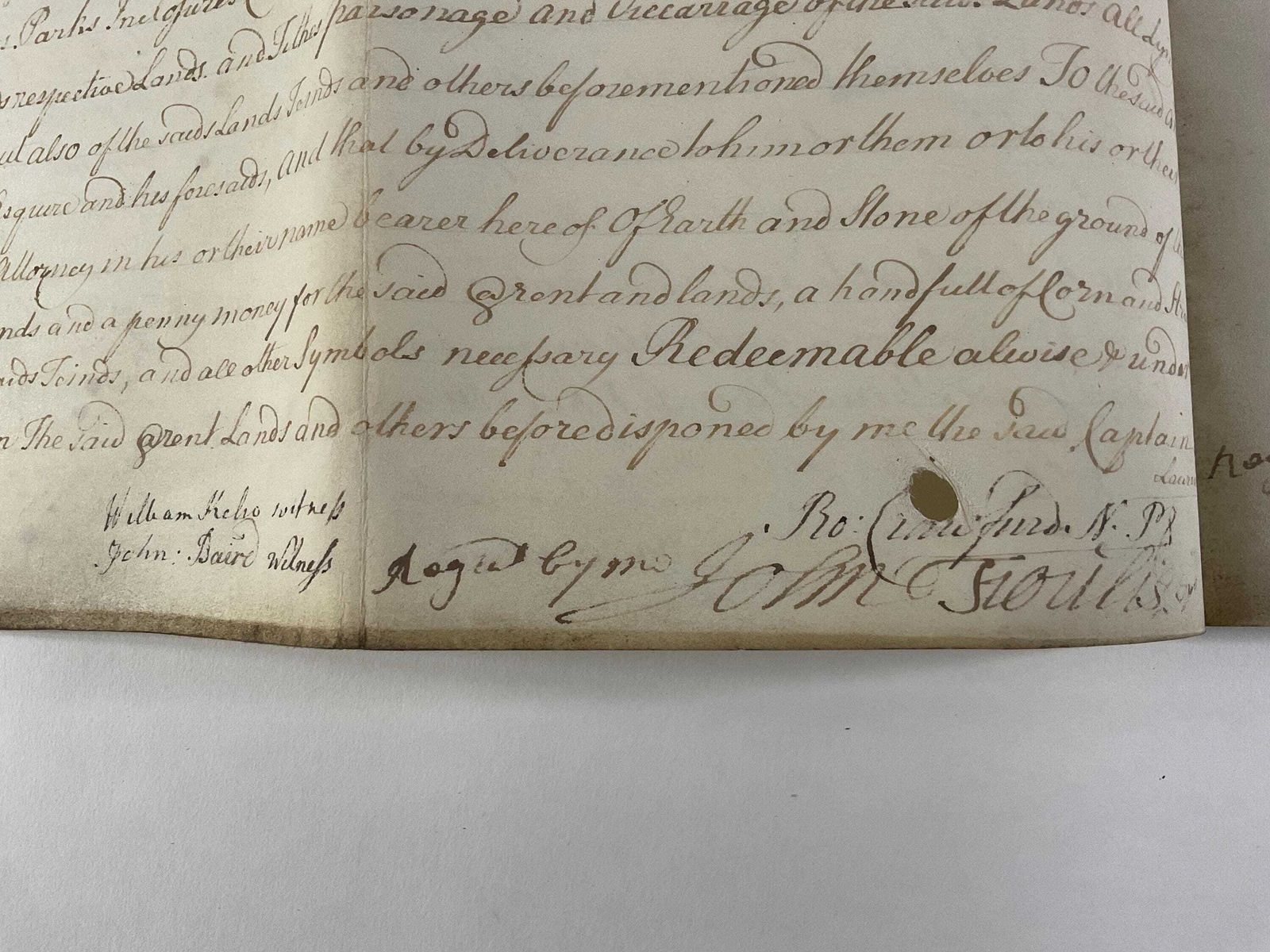 150.0 1754 Schots feodaal gronddocument - Ondertekend door notaris en getuigen, Ayrshire Estate Sasine, George II stempel photo