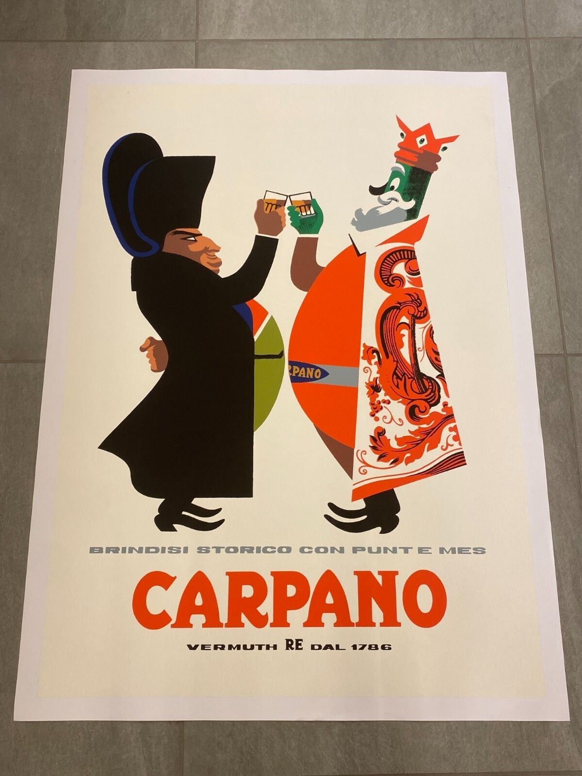 Armando Testa, jaren 1960 - Carpano (Napoleone) - Vintage Poster, op linnen en canvas gemonteerd, 100 x 70 cm photo for sale