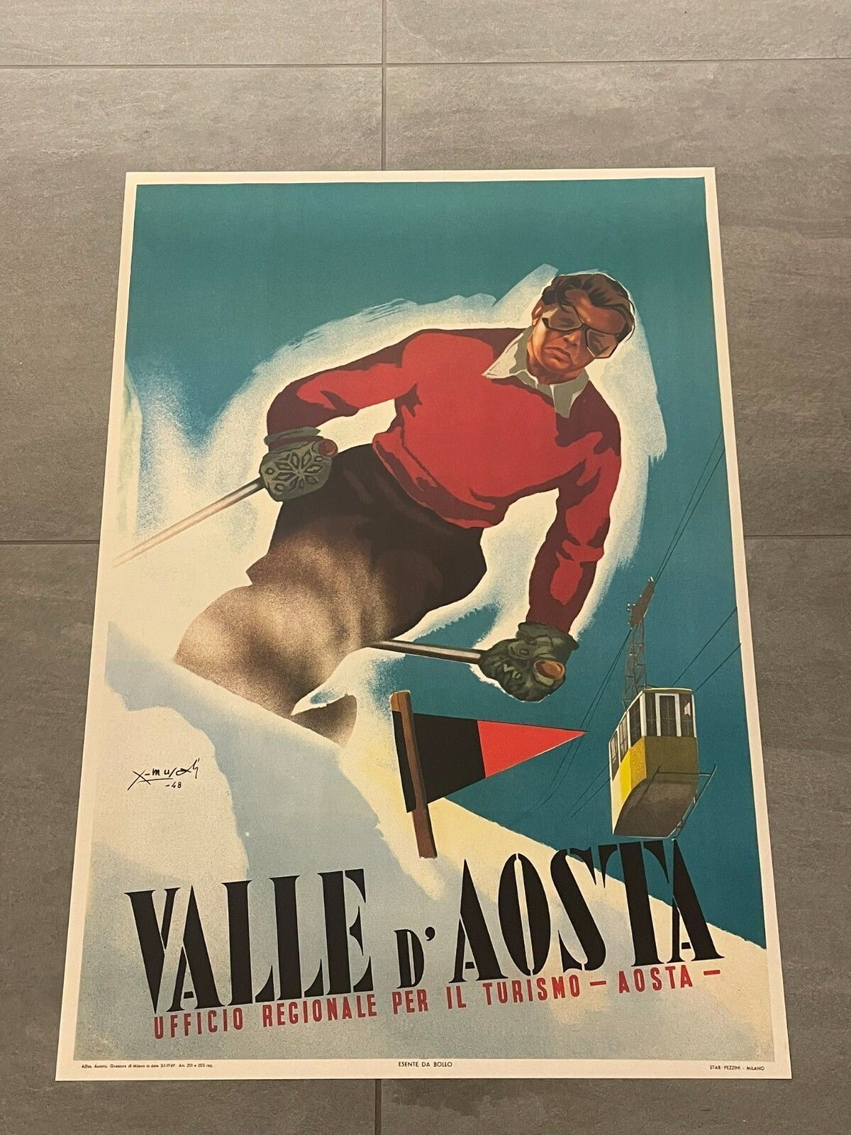 Arnaldo Musati, Ca 1980s   Valle D'aosta (Aosta)   Original Vintage Poster Cm 98,5 X 68,5 photo furniture