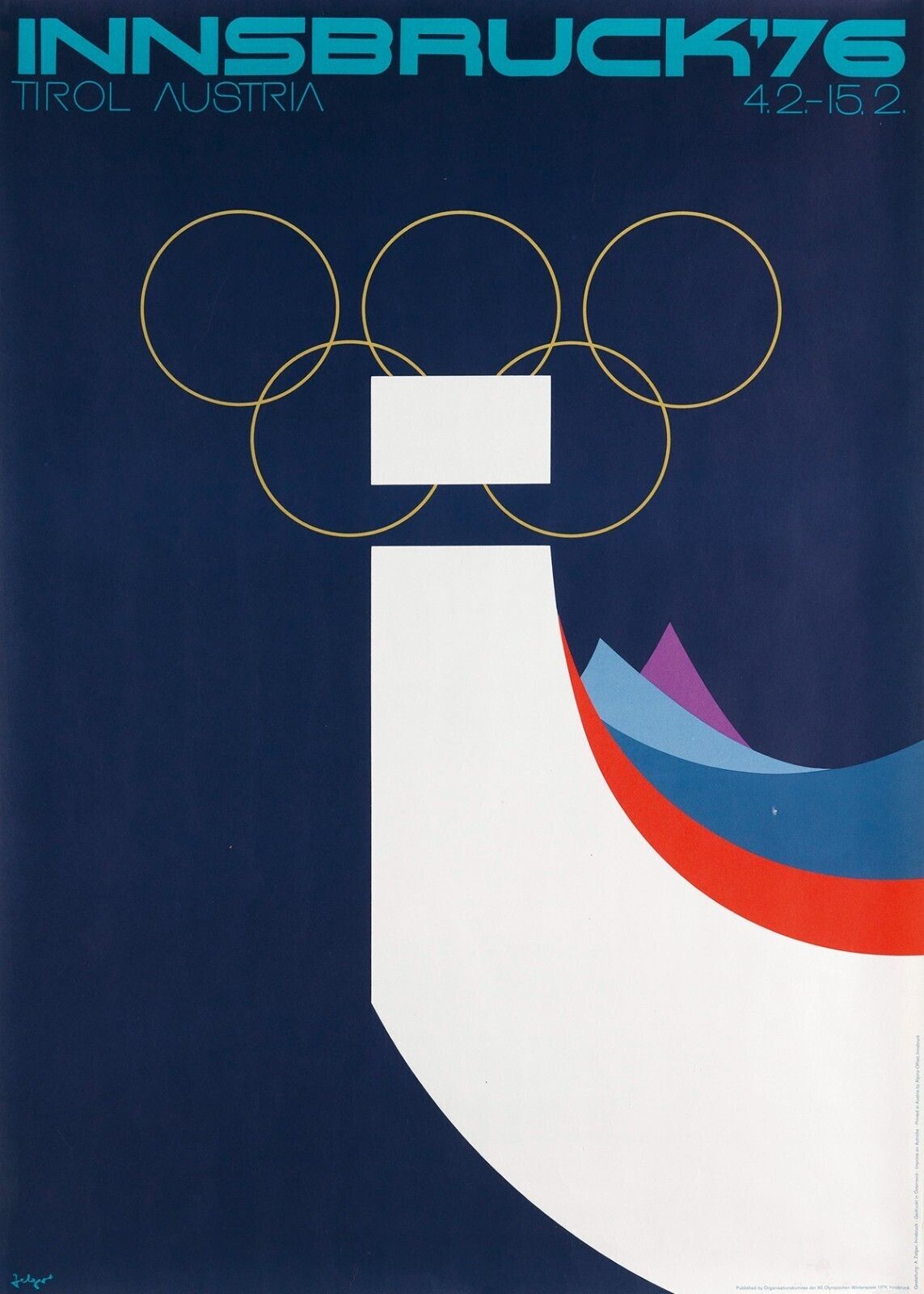 Arthur Zelger, 1976   Innsbruck'76   Original Vintage Poster   Cm 83 X 58,5