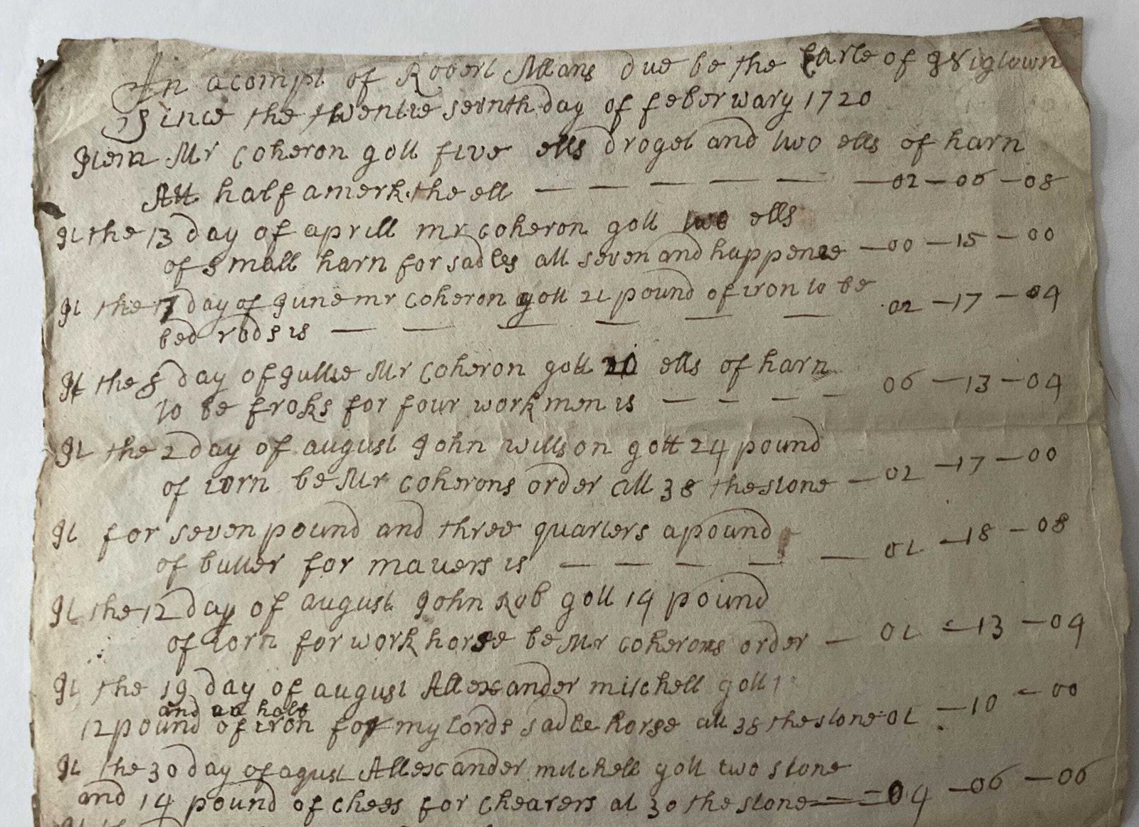 photo for sale 1720 Schots manuscript ondertekend door Robert Means voor de Earl of Wigtown, antiek estate document, 18e-eeuwse kalligrafie