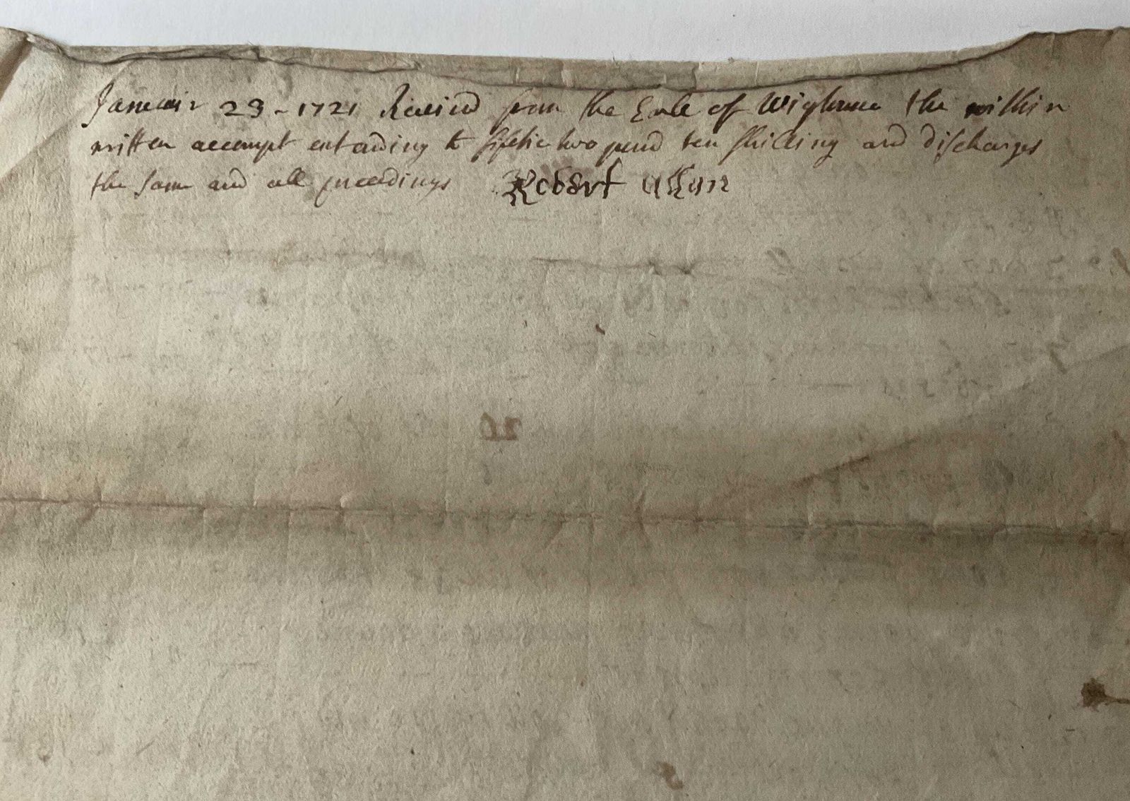 Kunst 1720 Schots manuscript ondertekend door Robert Means voor de Earl of Wigtown, antiek estate document, 18e-eeuwse kalligrafie photo