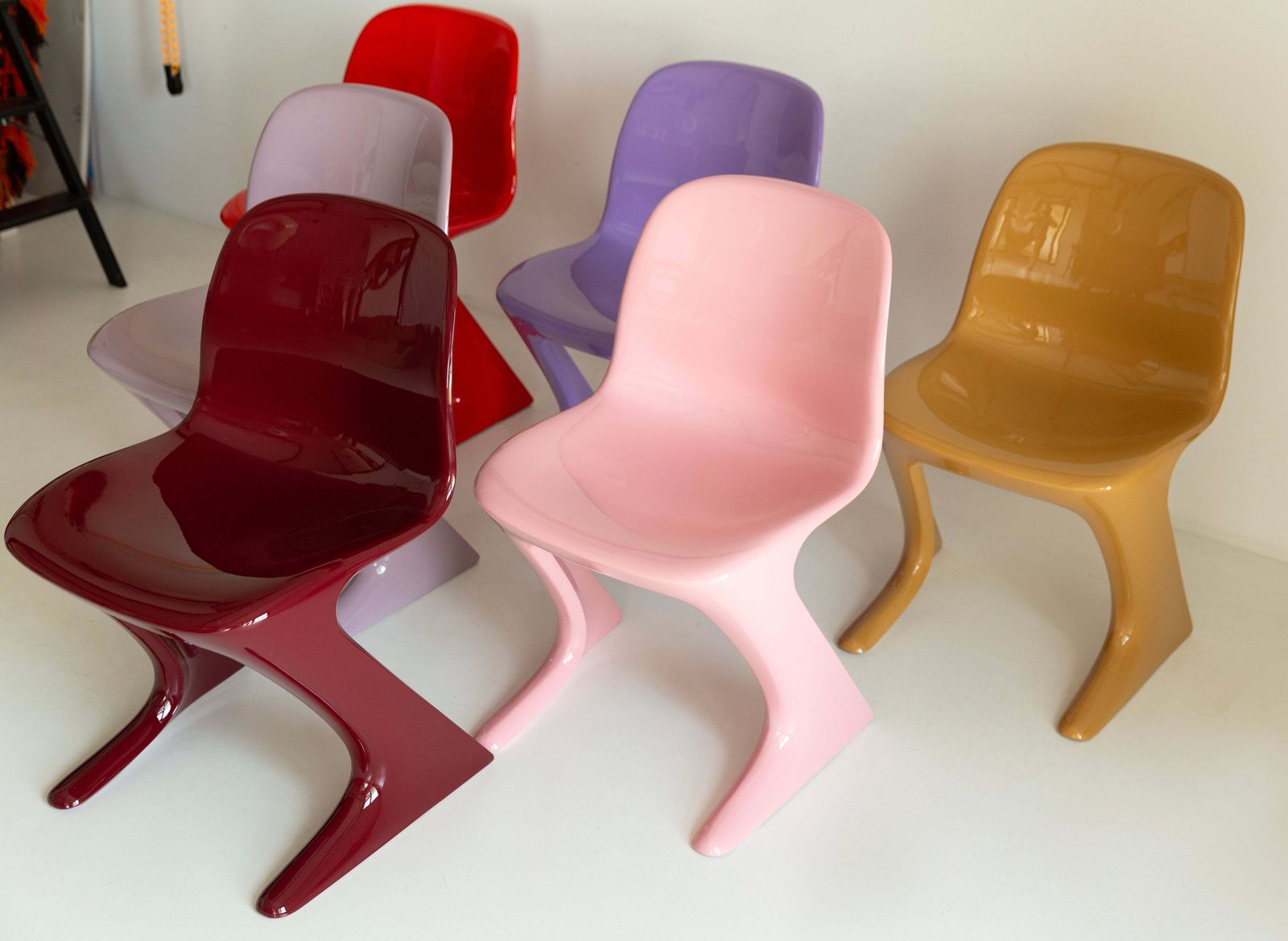 photo for sale Vier Bruinbeige Kangaroo Chairs Ontworpen Door Ernst Moeckl, Duitsland, 1968