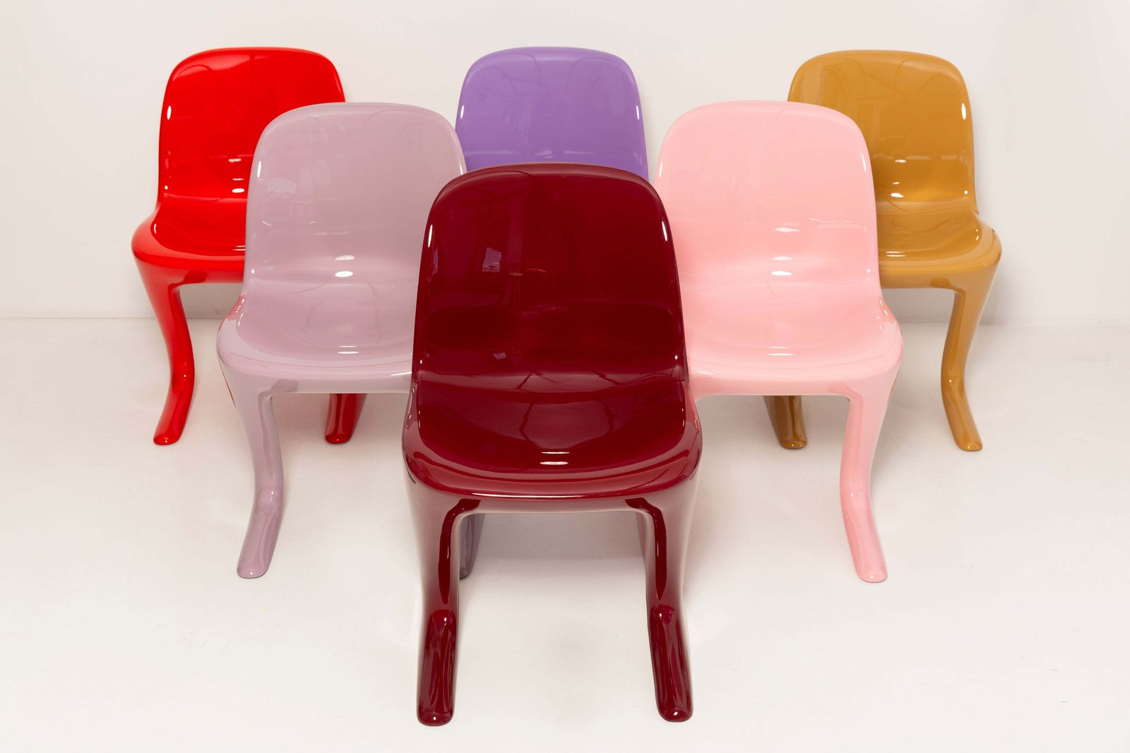 Tien Traffic Red Kangaroo Chairs ontworpen door Ernst Moeckl, Duitsland, 1968 photo buy