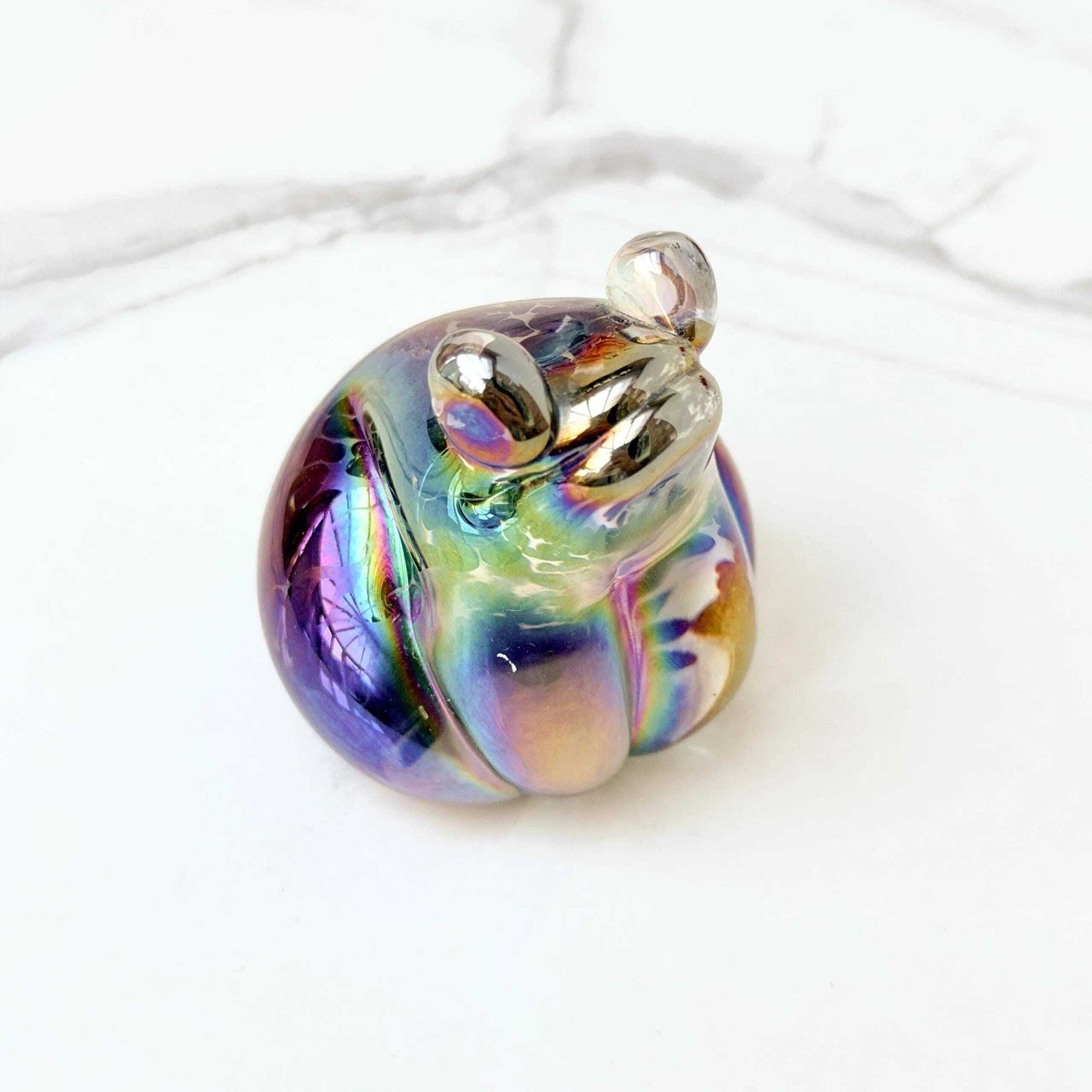 photo furniture John Ditchfield Iridescent Art Glass Frog Figurine Paperweight Vintage