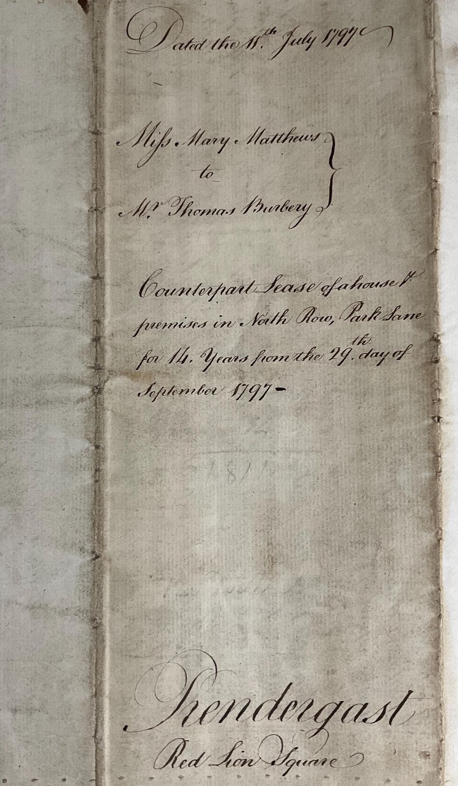 1797 Original Georgian Lease Indenture – London Property, Park Lane & Prohibited Trades Clause photo buy