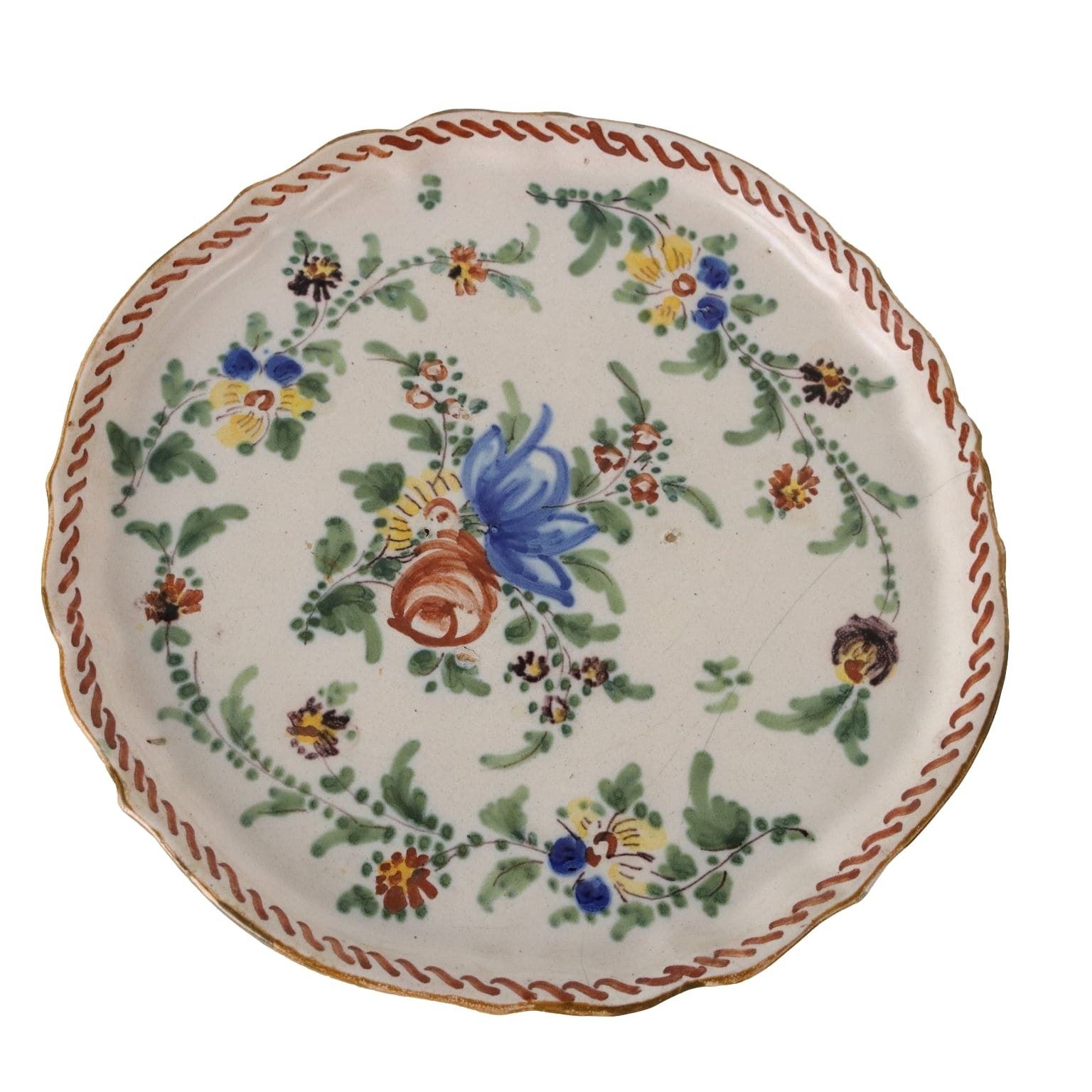 Antiek fruitschaal gekleurde majolica Frankrijk 19e eeuw