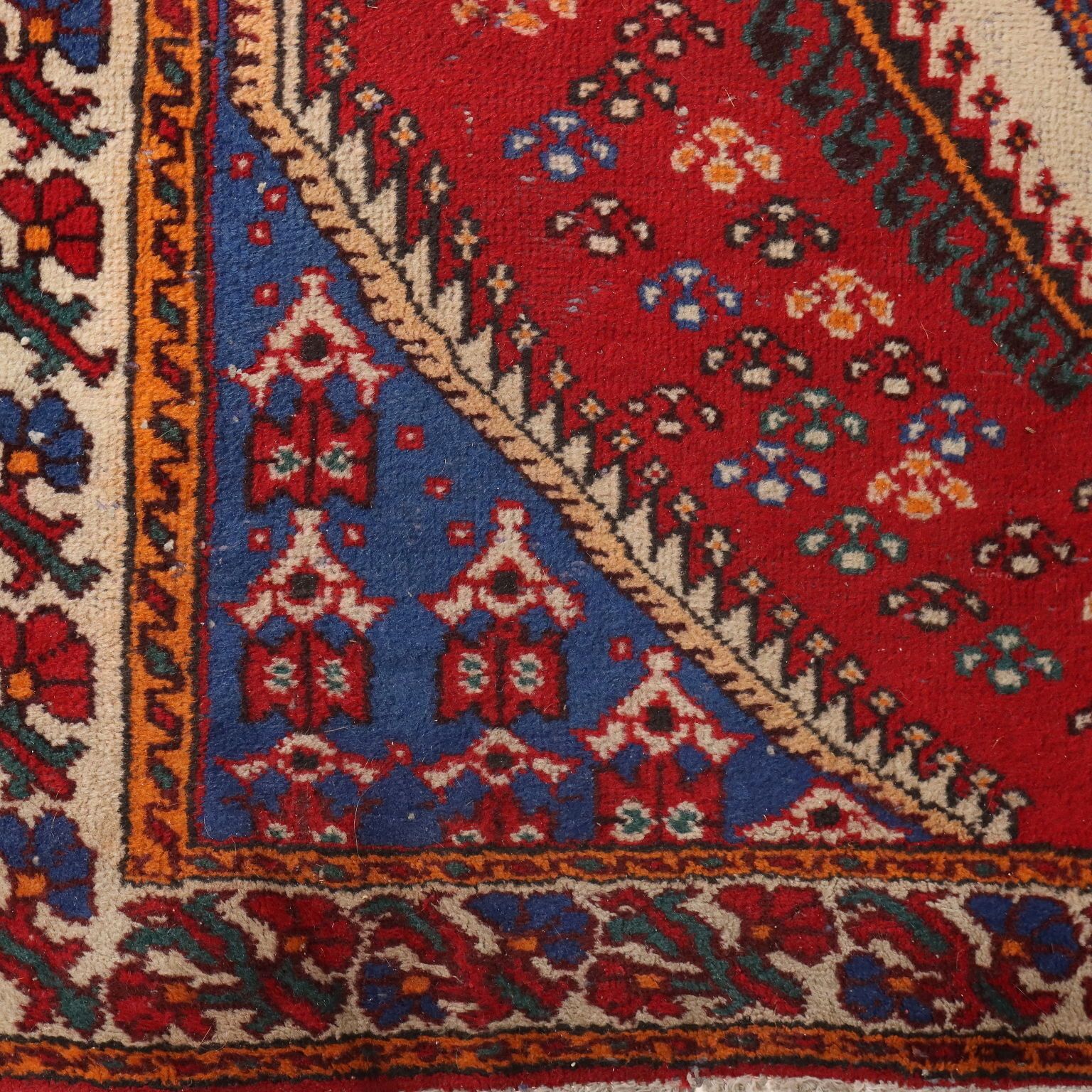 Antiek Aziatisch tapijt katoen wol grove knoop 104 x 63 in photo 410.0