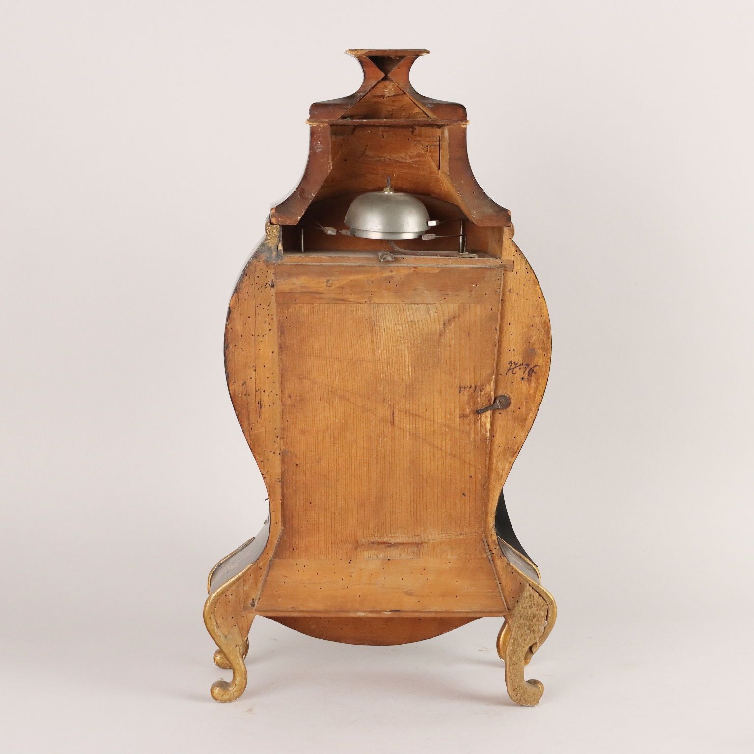 Antieke Neuchateloise Slingerklok Bronzen Decoraties '800 photo vintage