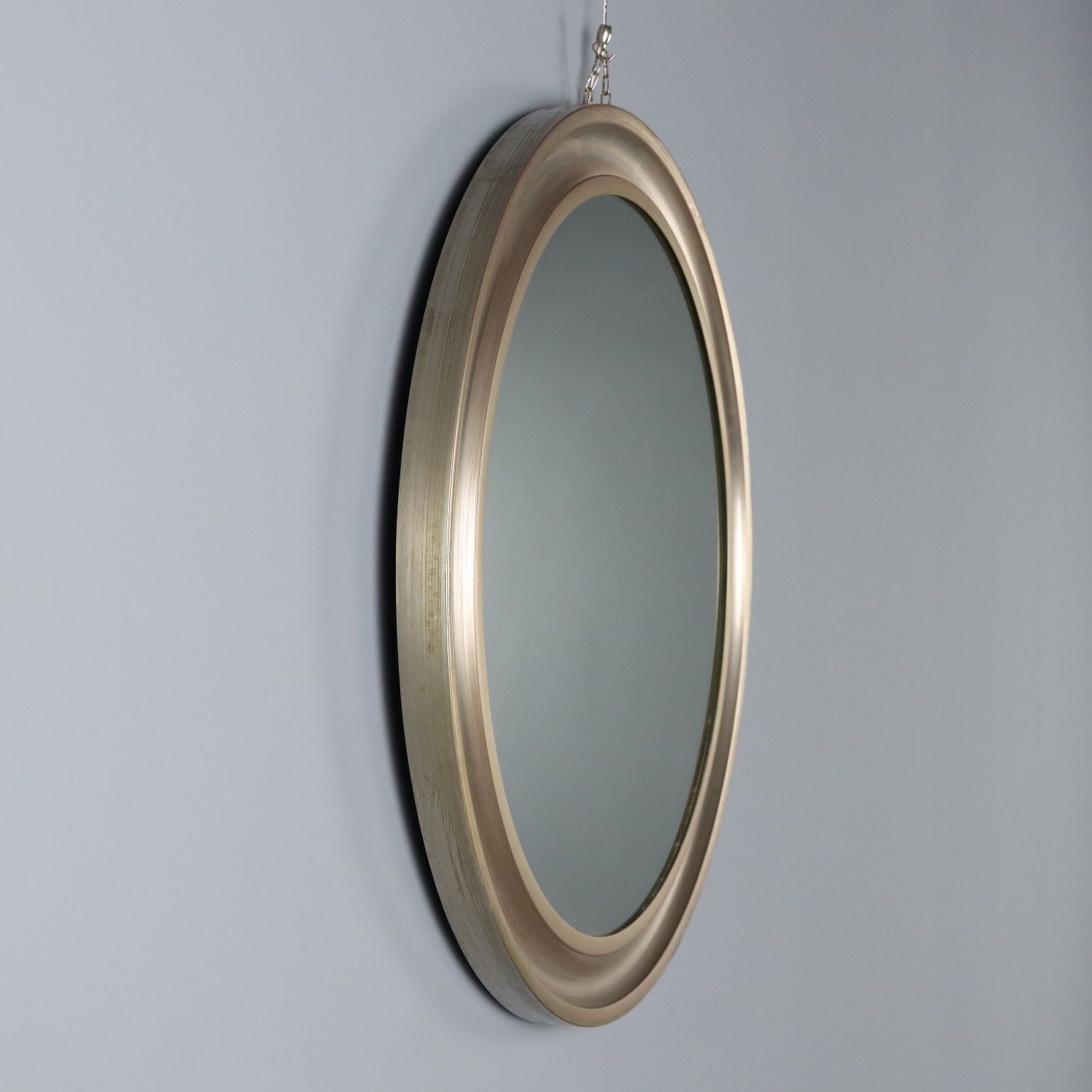 Vintage ronde spiegel geanodiseerd aluminium design Italië jaren 1960 photo vinterior
