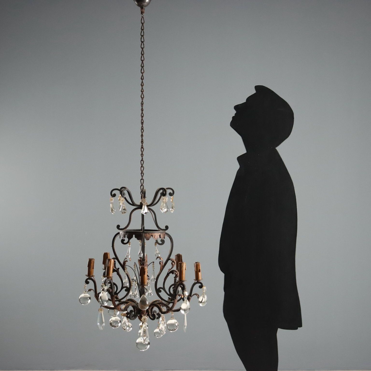 Eight Light Chandelier In Wrought Iron   Italy, 19th Century photo furniture