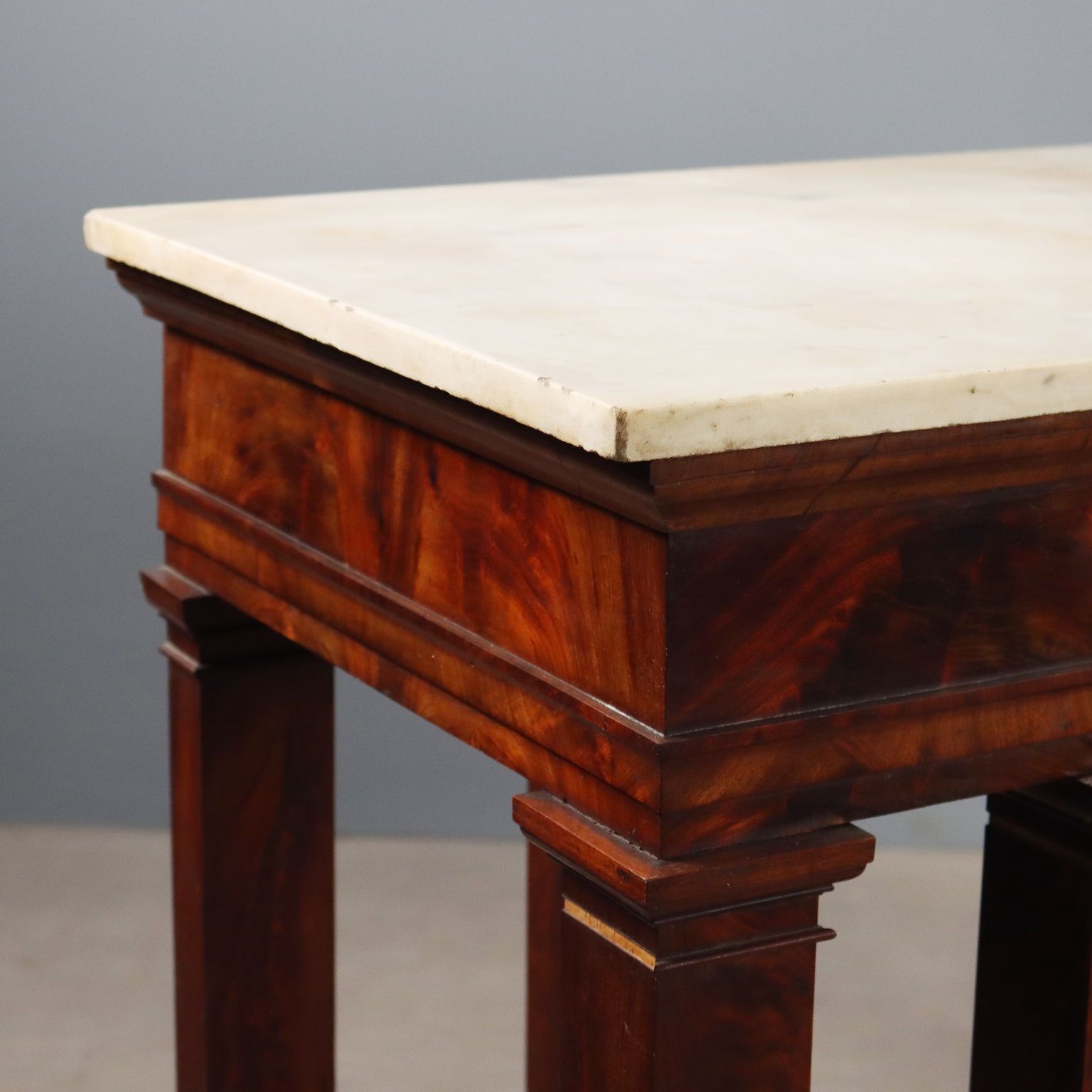 Empire consoletafel Wit Marmer Mahonie 19e Eeuw photo 1730.0
