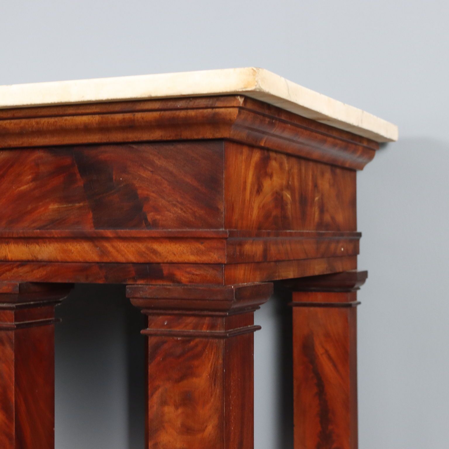 Empire consoletafel Wit Marmer Mahonie 19e Eeuw photo buy