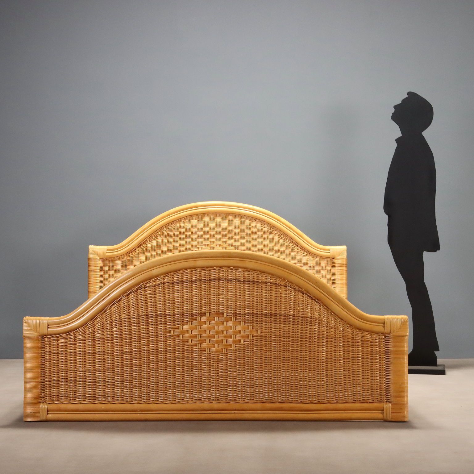 Vintage Double Bed Wicker Bamboo Design Italy 1980s photo furniture
