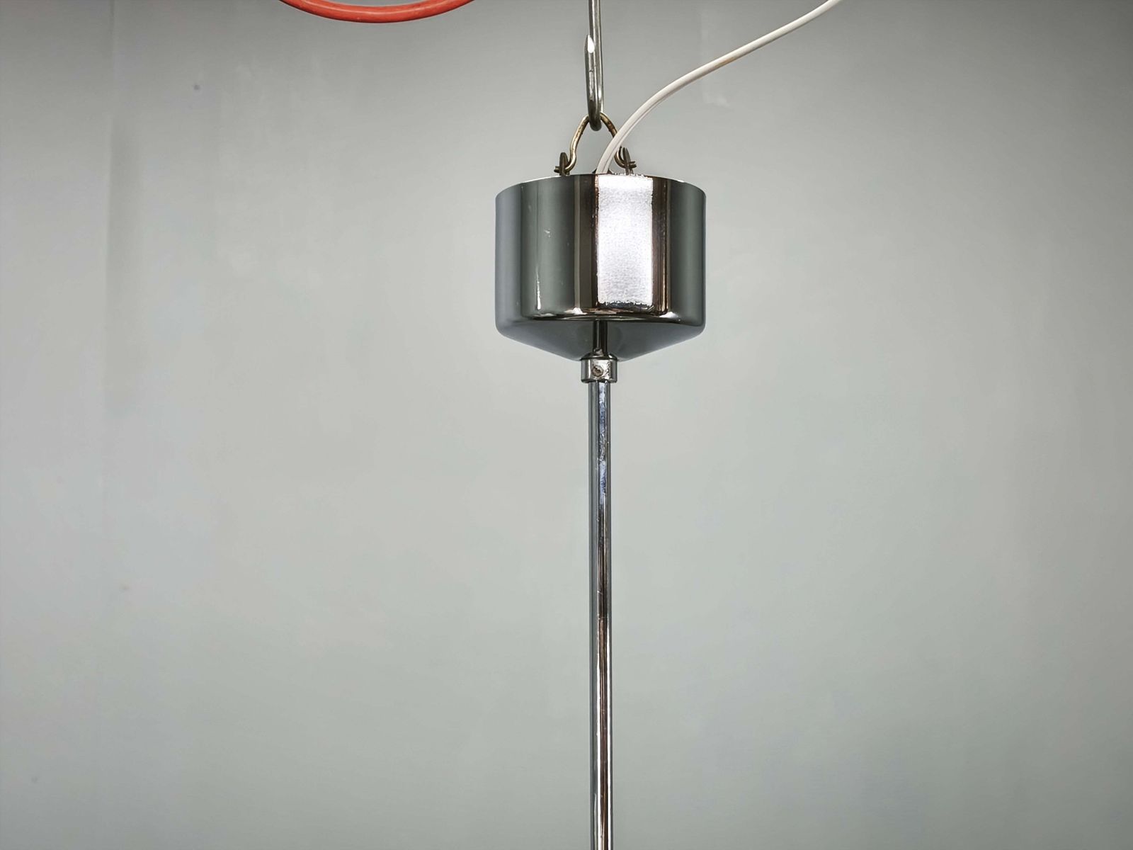 Pair Of Napako Chrome And Textured Glass Pendant Lights, 1970s photo buy