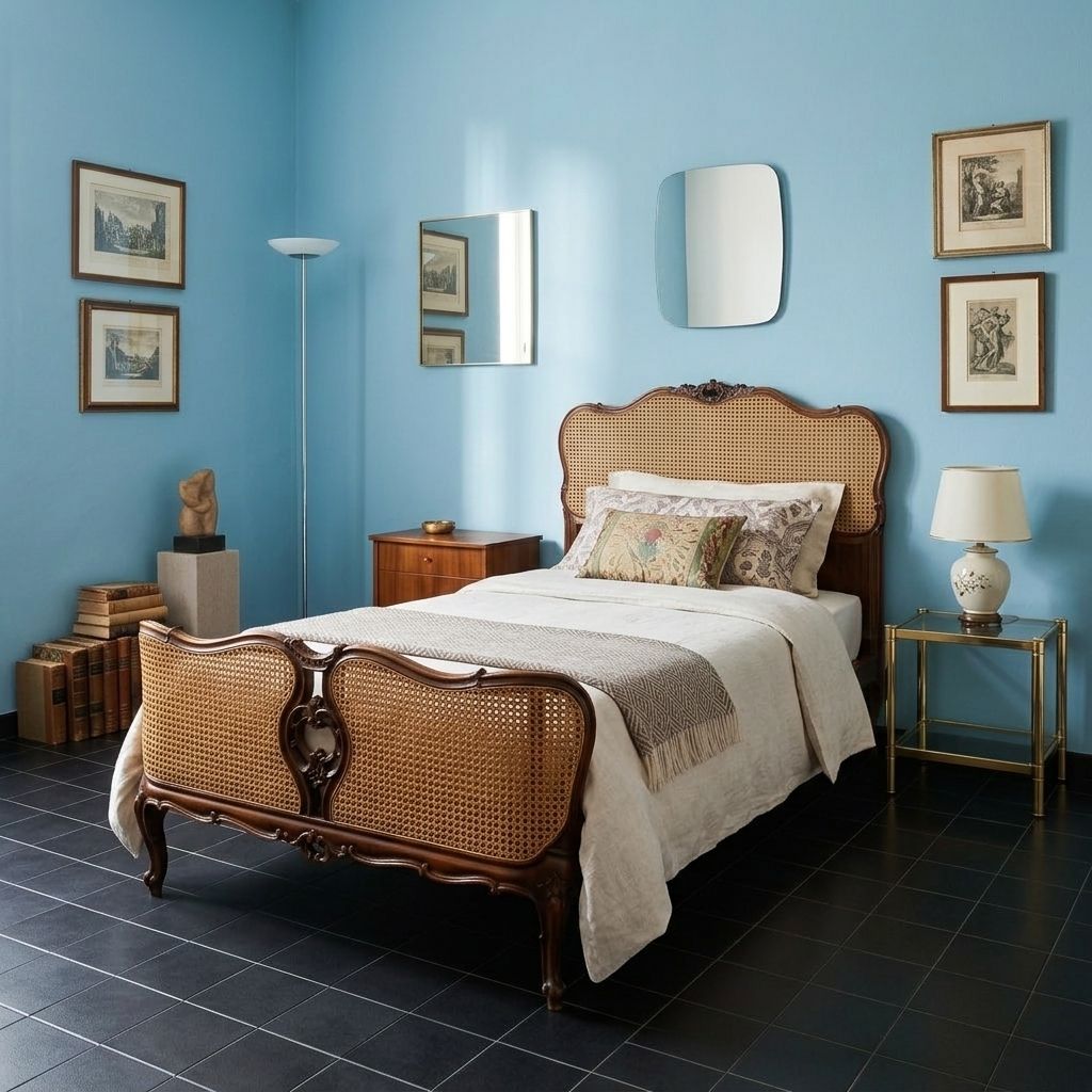Eenpersoons Bed Barokstijl Walnoot Italië XX Eeuw photo furniture