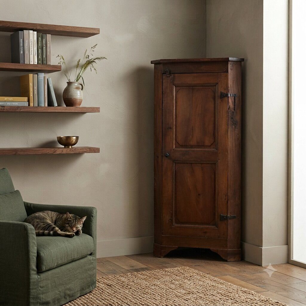 Antieke hoekenkast walnoot Italië 19e eeuw photo furniture
