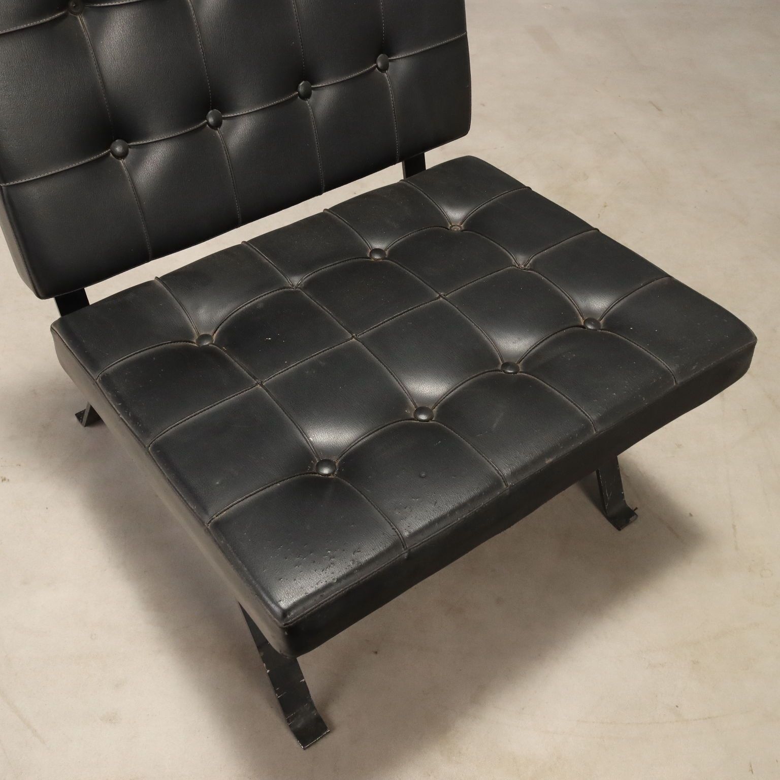 Vintage Armchair Metal Black Leatherette Design Italy 1970s photo vintage